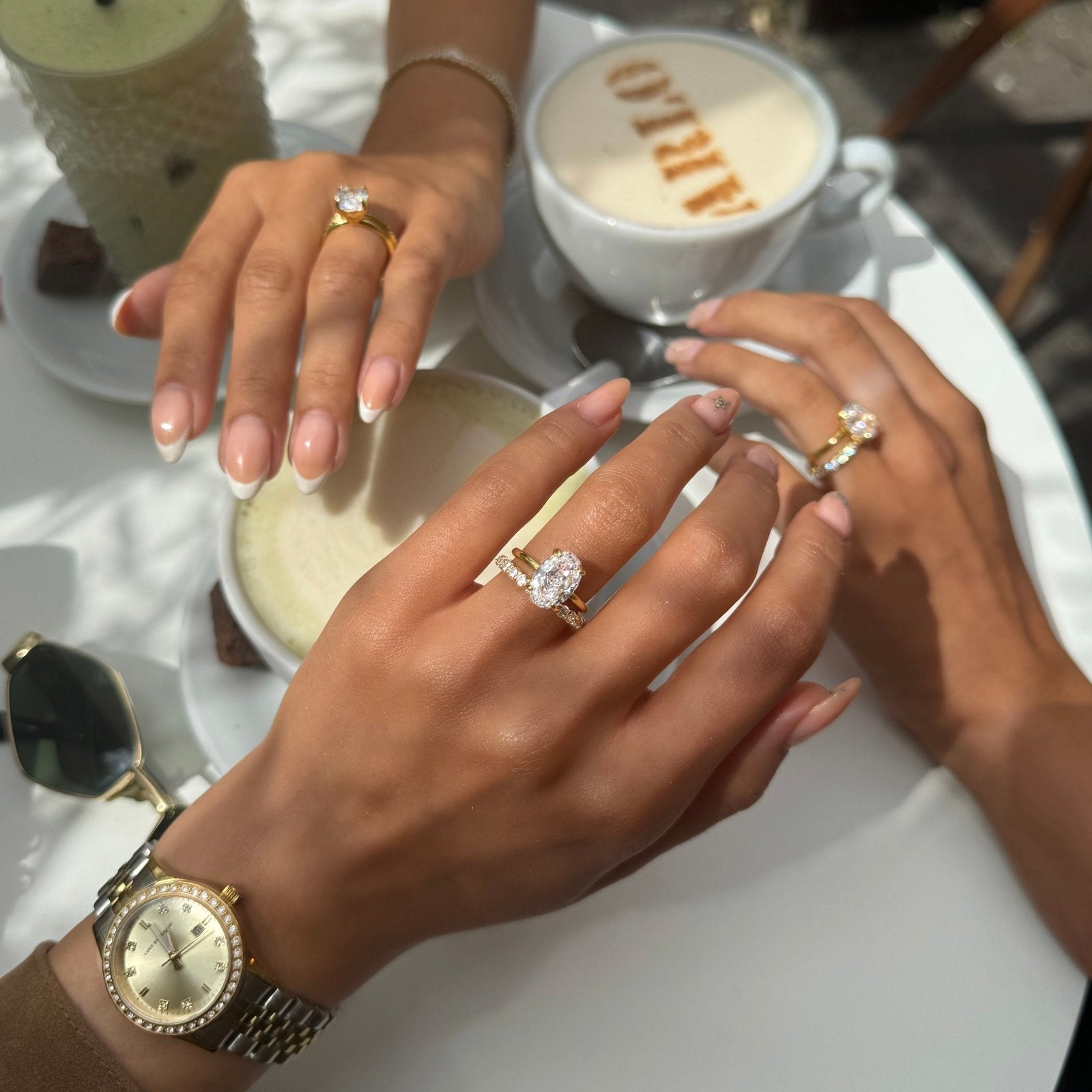 Gold Plain Band Solitaire Wedding Set - Luxe Emporium x