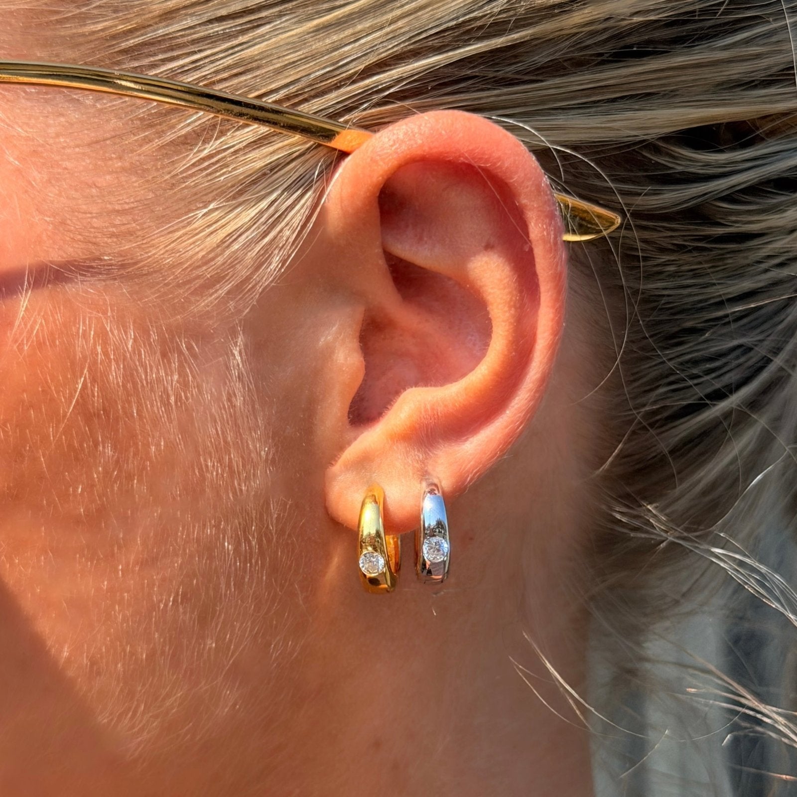 Gold Evelina Huggie Hoop Earrings - Luxe Emporium x