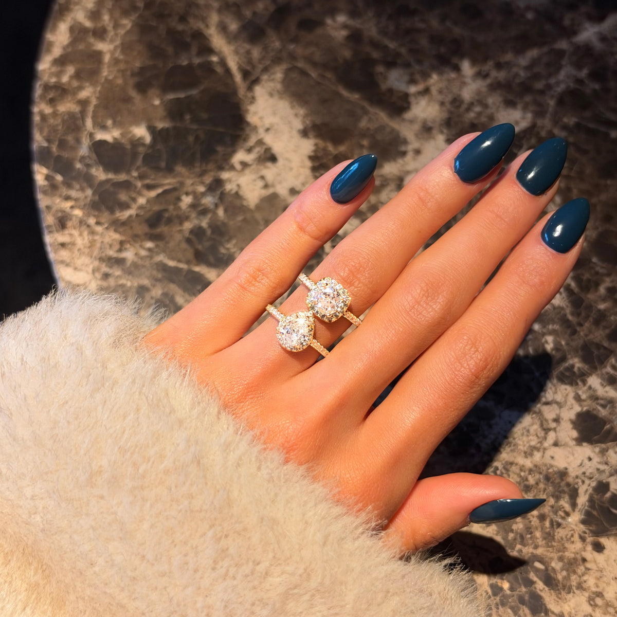 Gold Iced Square Halo Ring - Luxe Emporium x