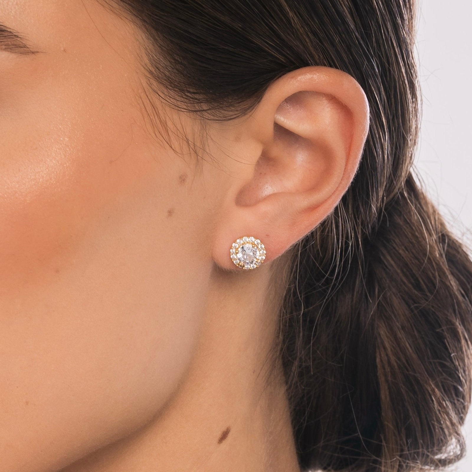 Gold Mini Halo Earrings - Luxe Emporium x