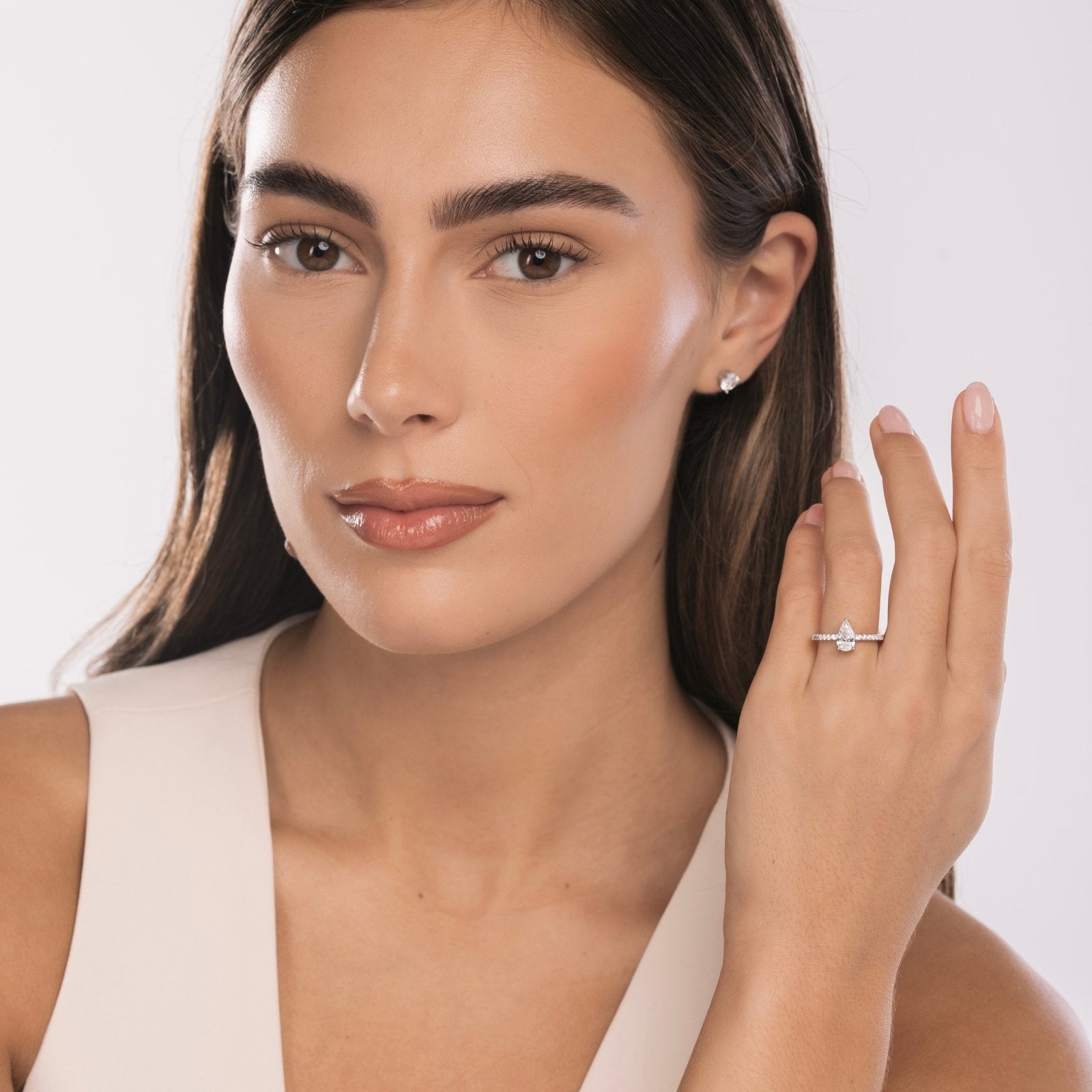 Sterling Silver Harlow Pear Ring - Luxe Emporium x