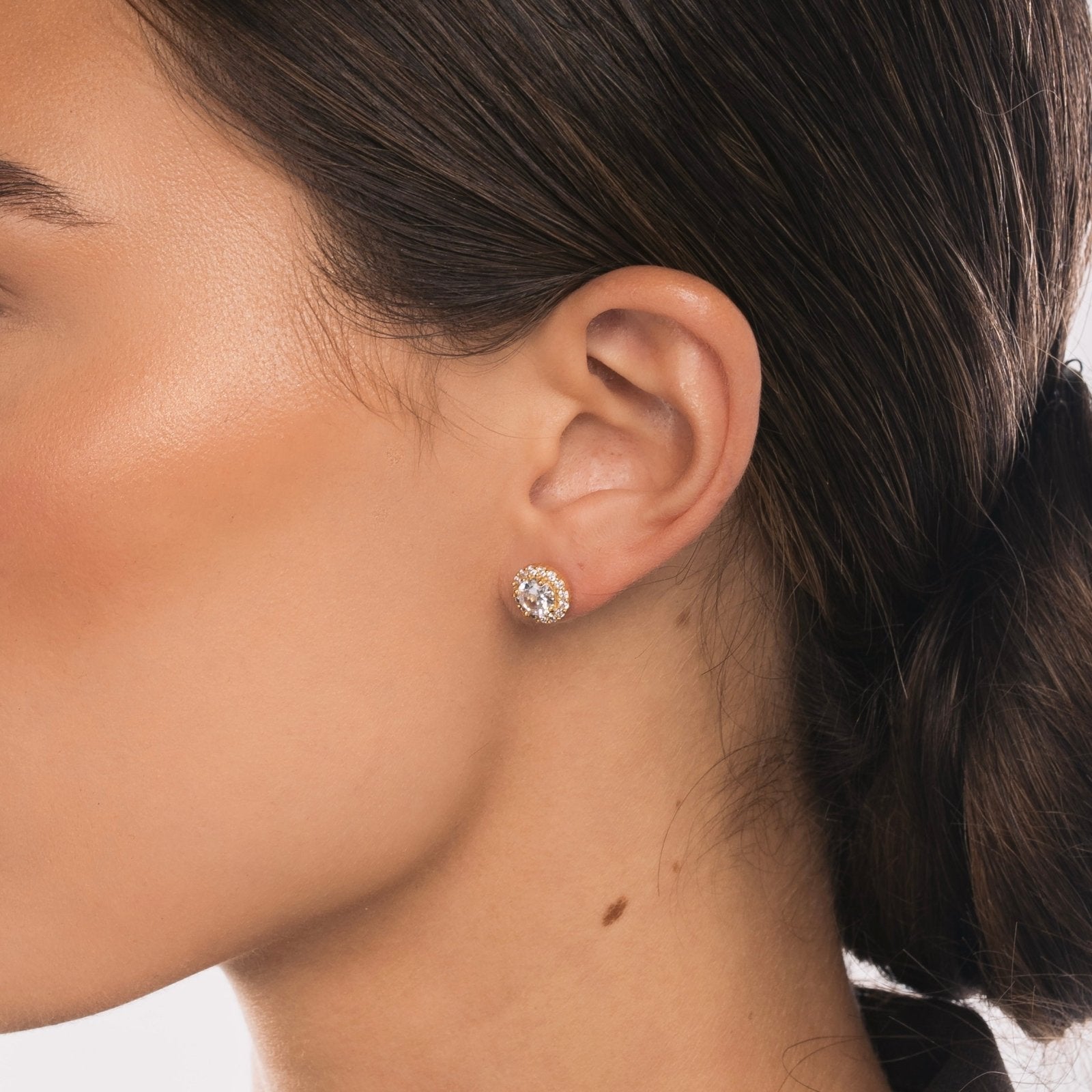 Gold Mini Halo Earrings - Luxe Emporium x