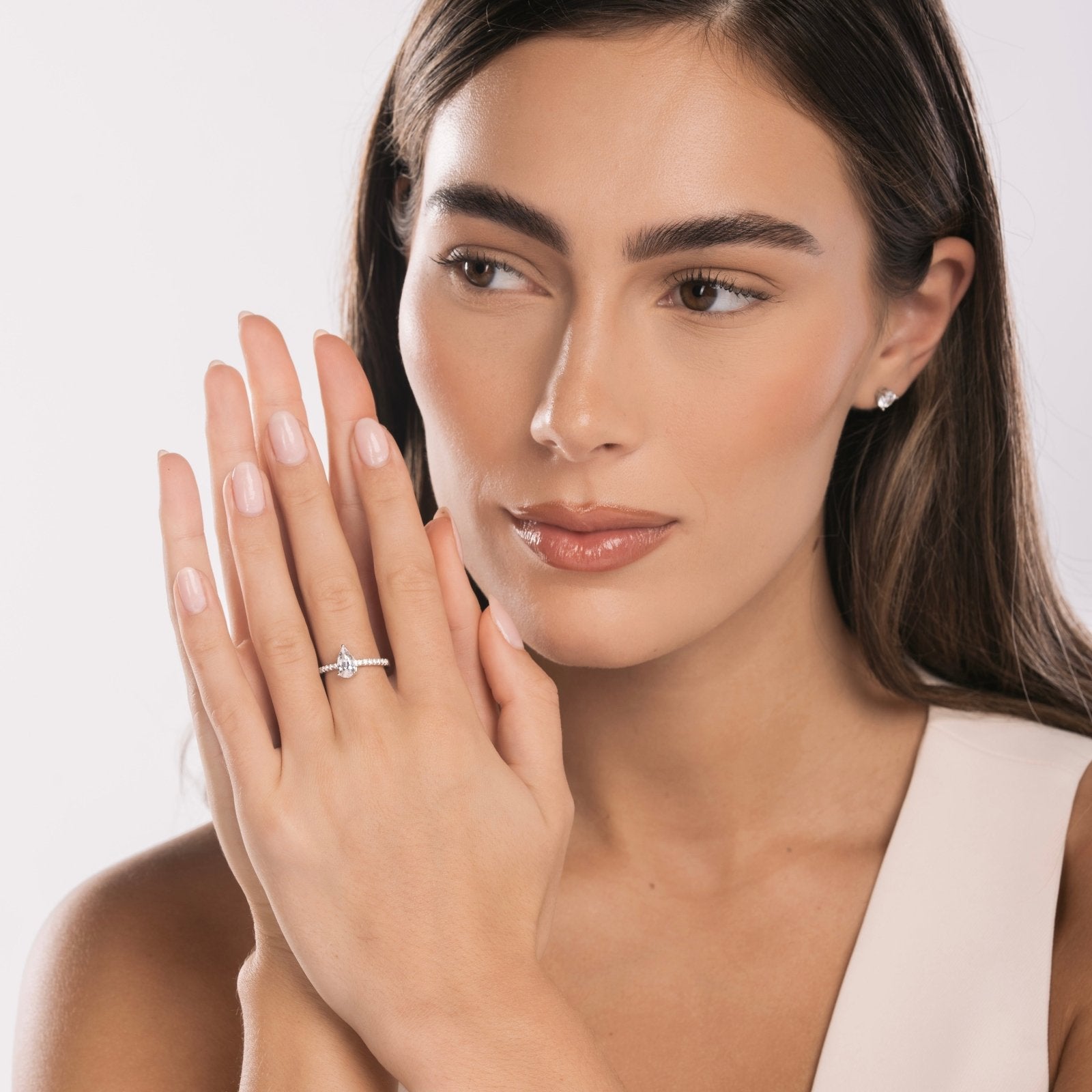 Sterling Silver Harlow Pear Ring - Luxe Emporium x