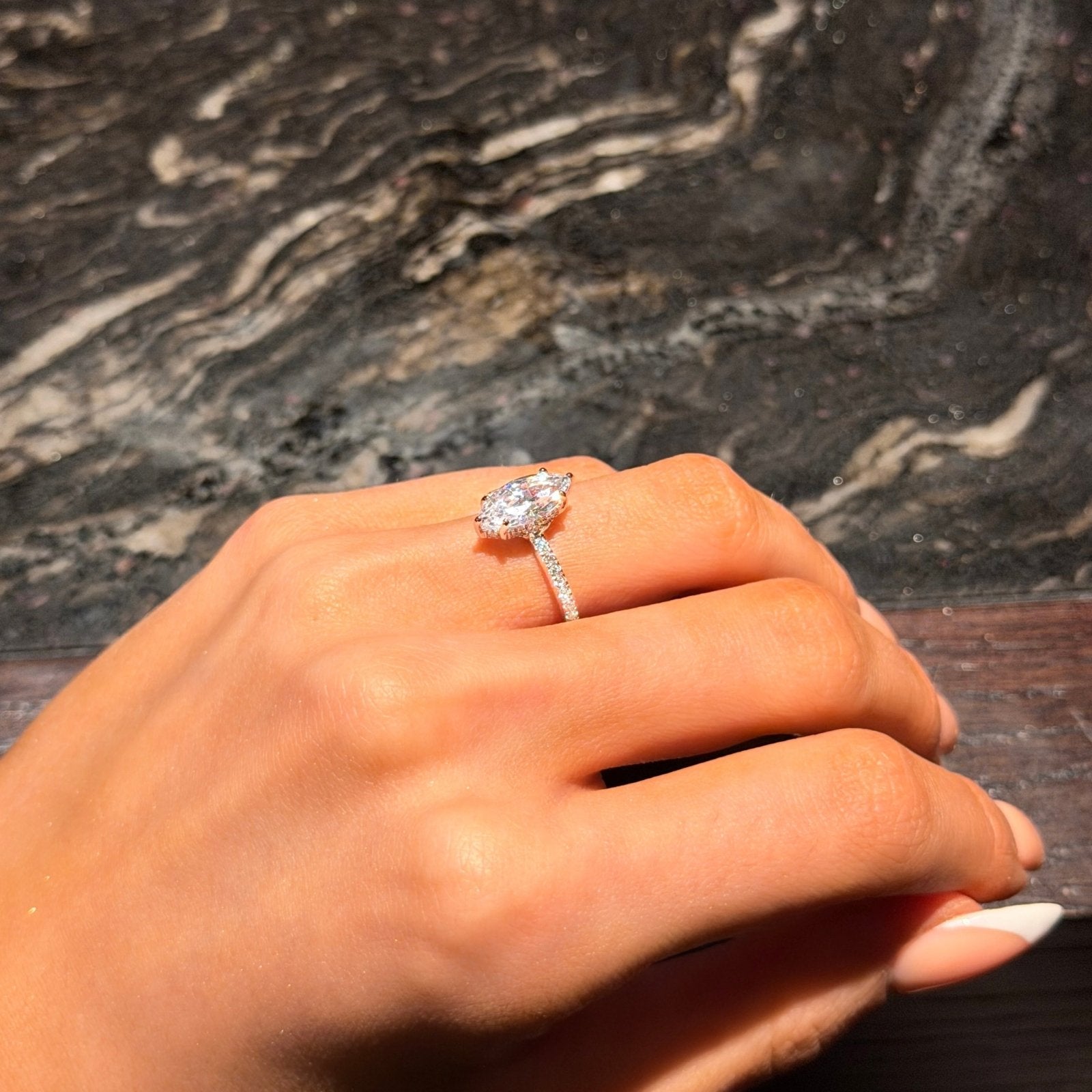 Sterling Silver Marquise Ring - Luxe Emporium x