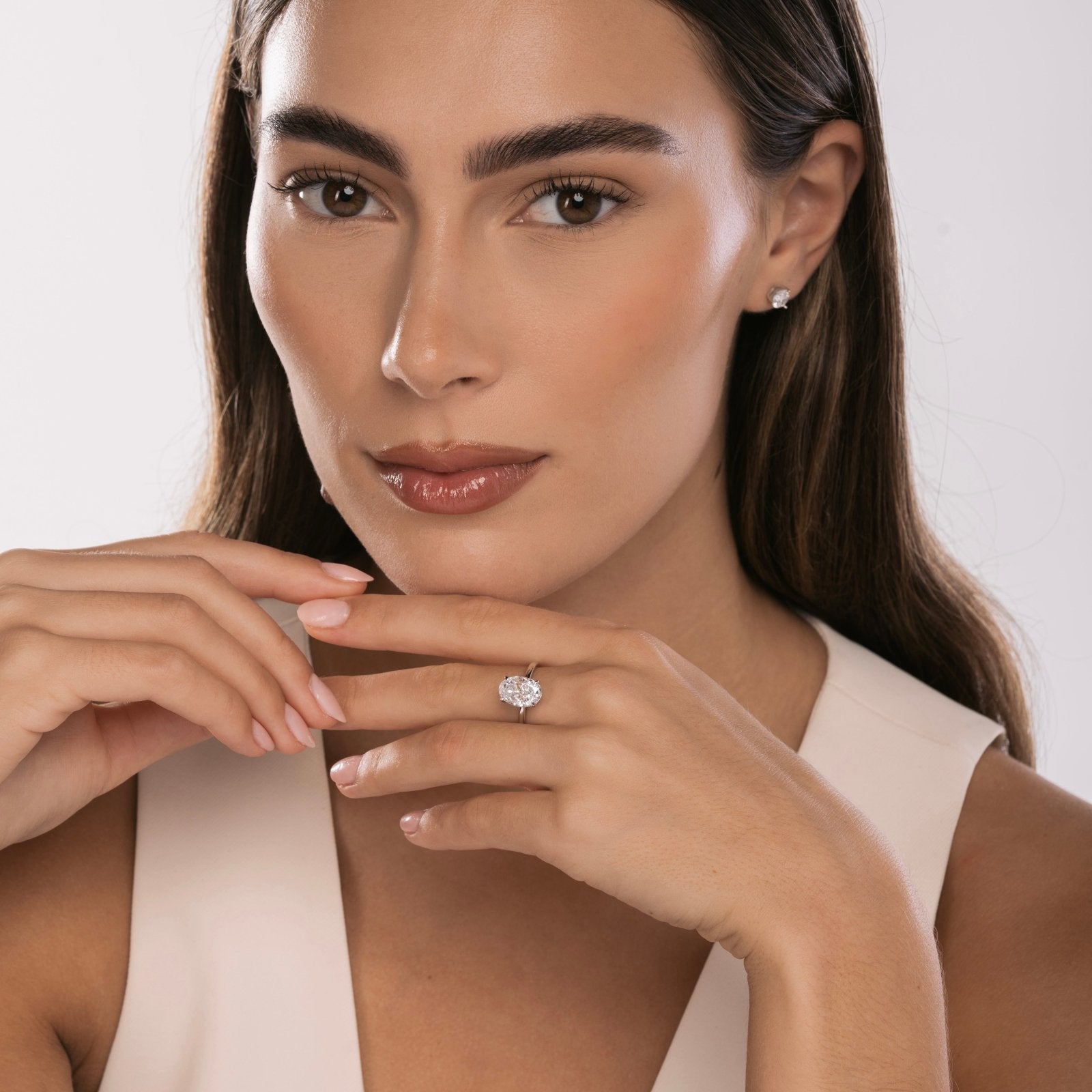 Sterling Silver Plain Band Solitaire Ring - Luxe Emporium x