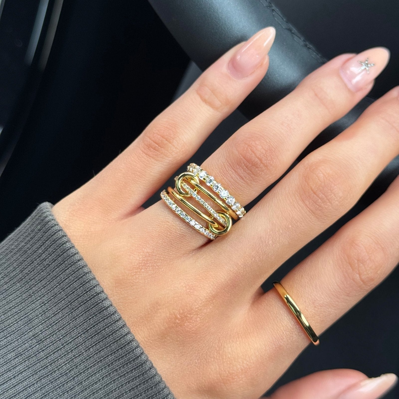Gold Plain Band Solitaire Wedding Set - Luxe Emporium x