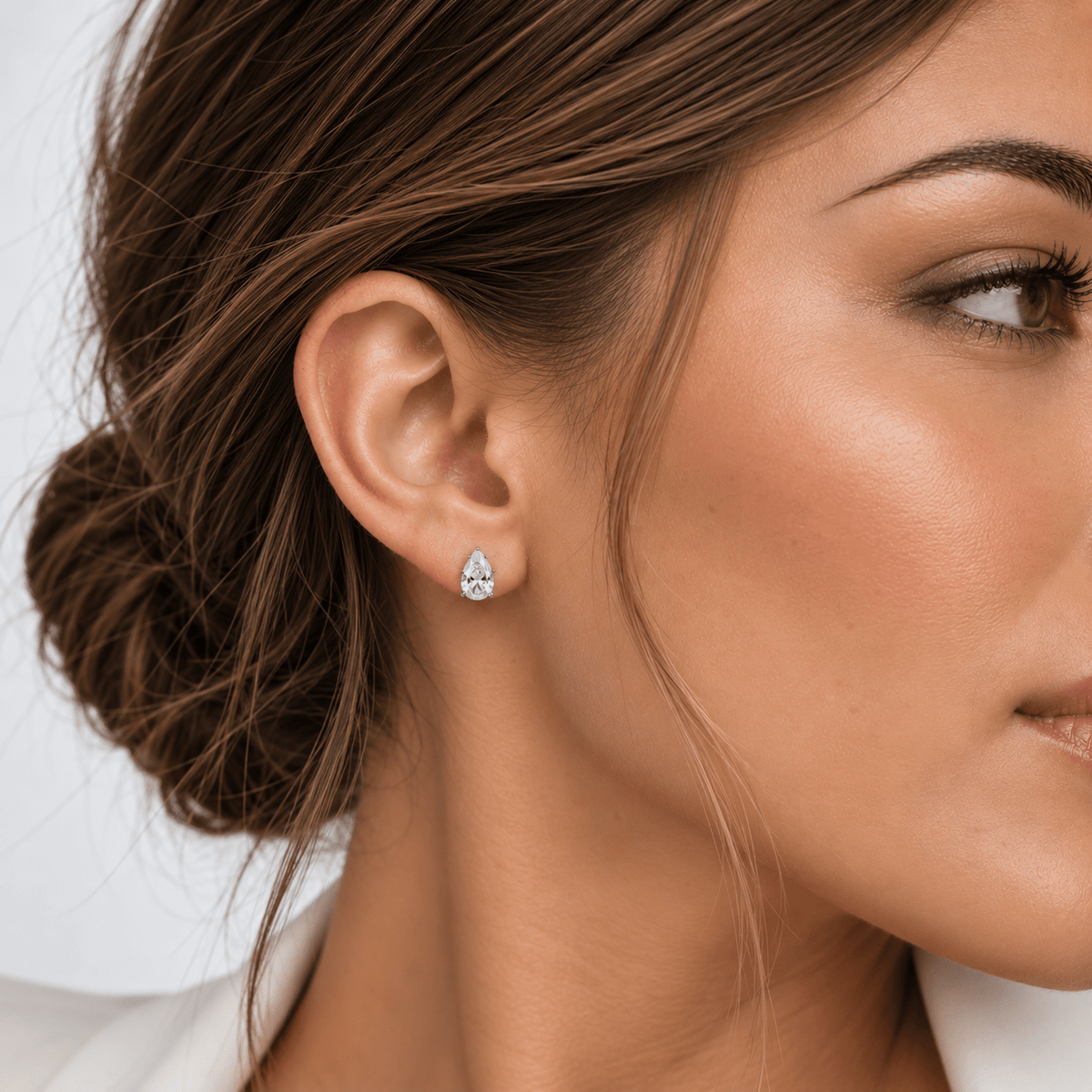 Sterling Silver Alessia Pear Stud Earrings - Luxe Emporium x