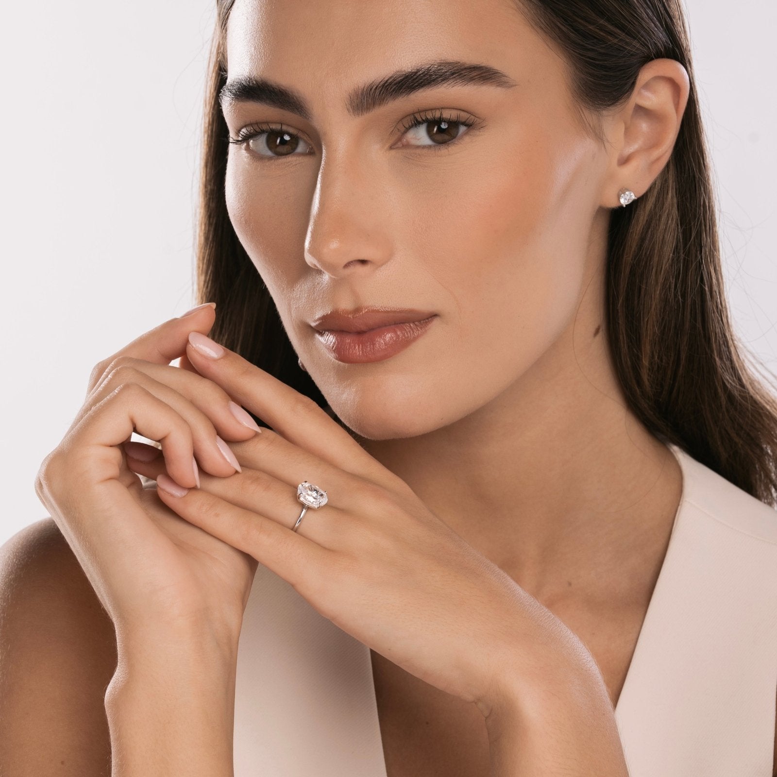 Sterling Silver Plain Band Solitaire Ring - Luxe Emporium x