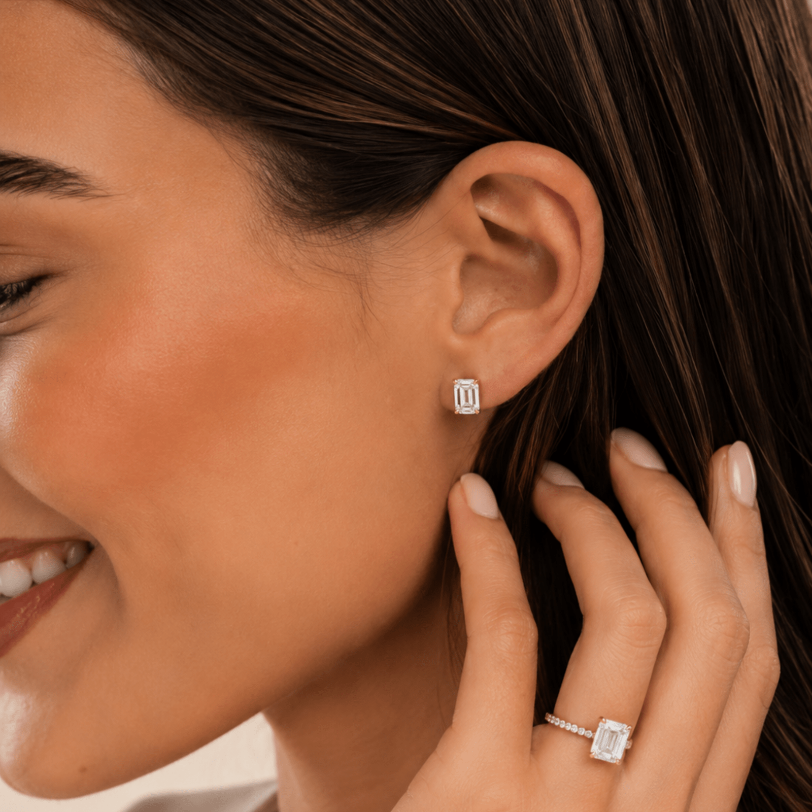 Gold Emerald Cut Bella Earrings - Luxe Emporium x