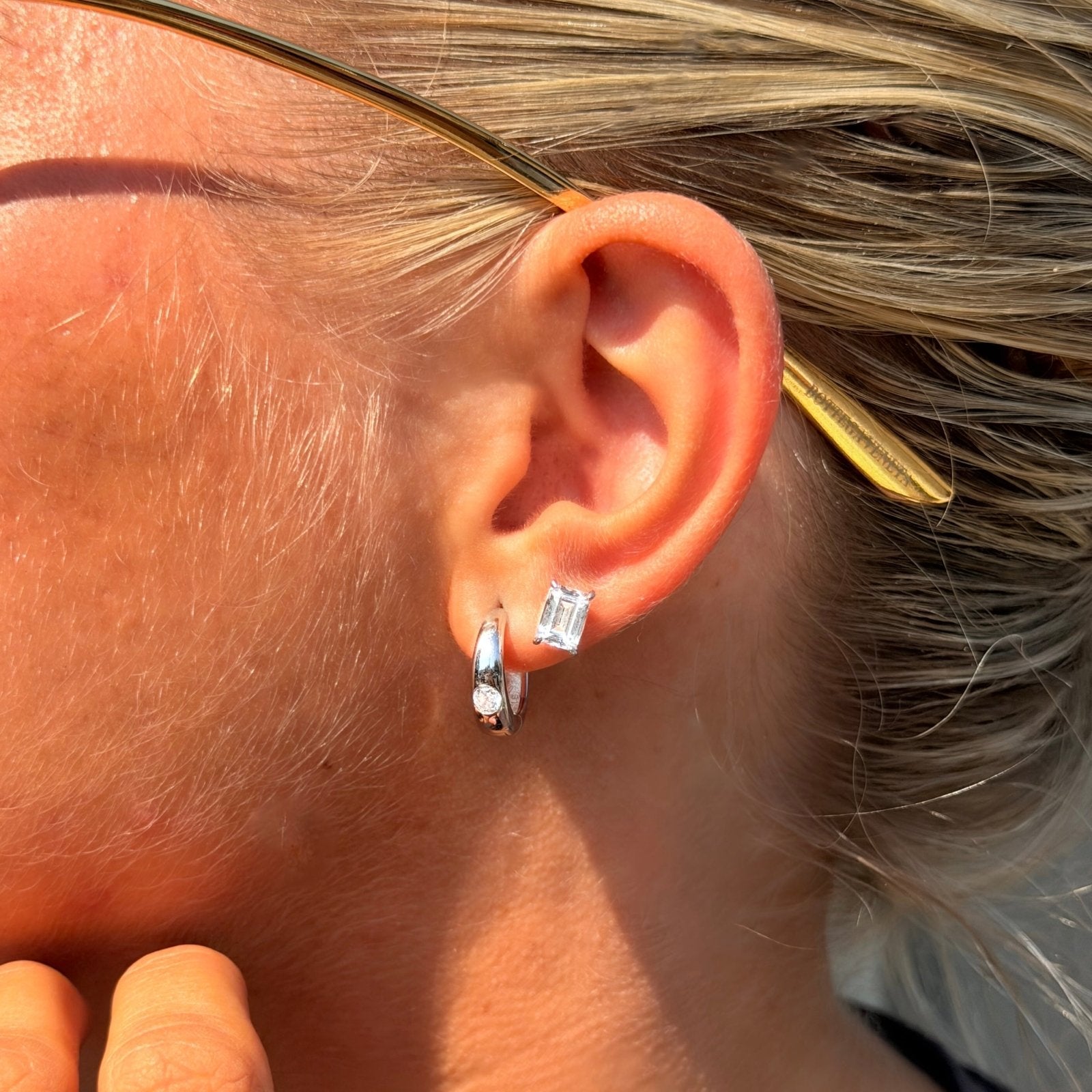 Sterling Silver Evelina Huggie Hoop Earrings - Luxe Emporium x