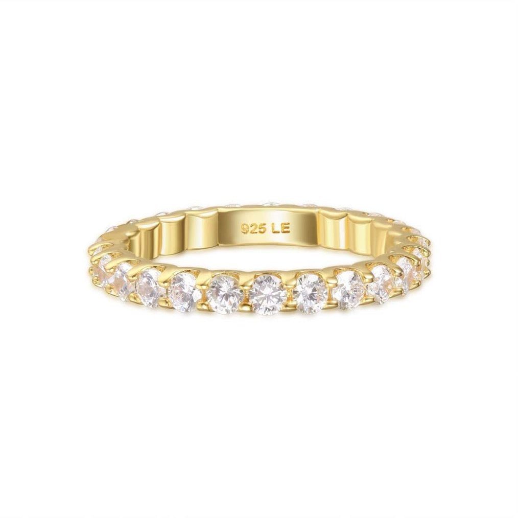 Gold Plain Band Solitaire Wedding Set - Luxe Emporium x