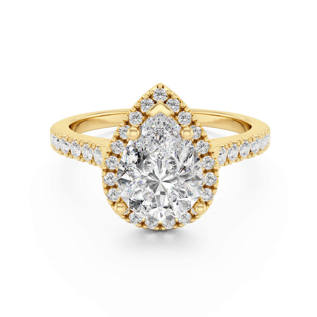 Gold Pear Halo Aurora Ring - Luxe Emporium x
