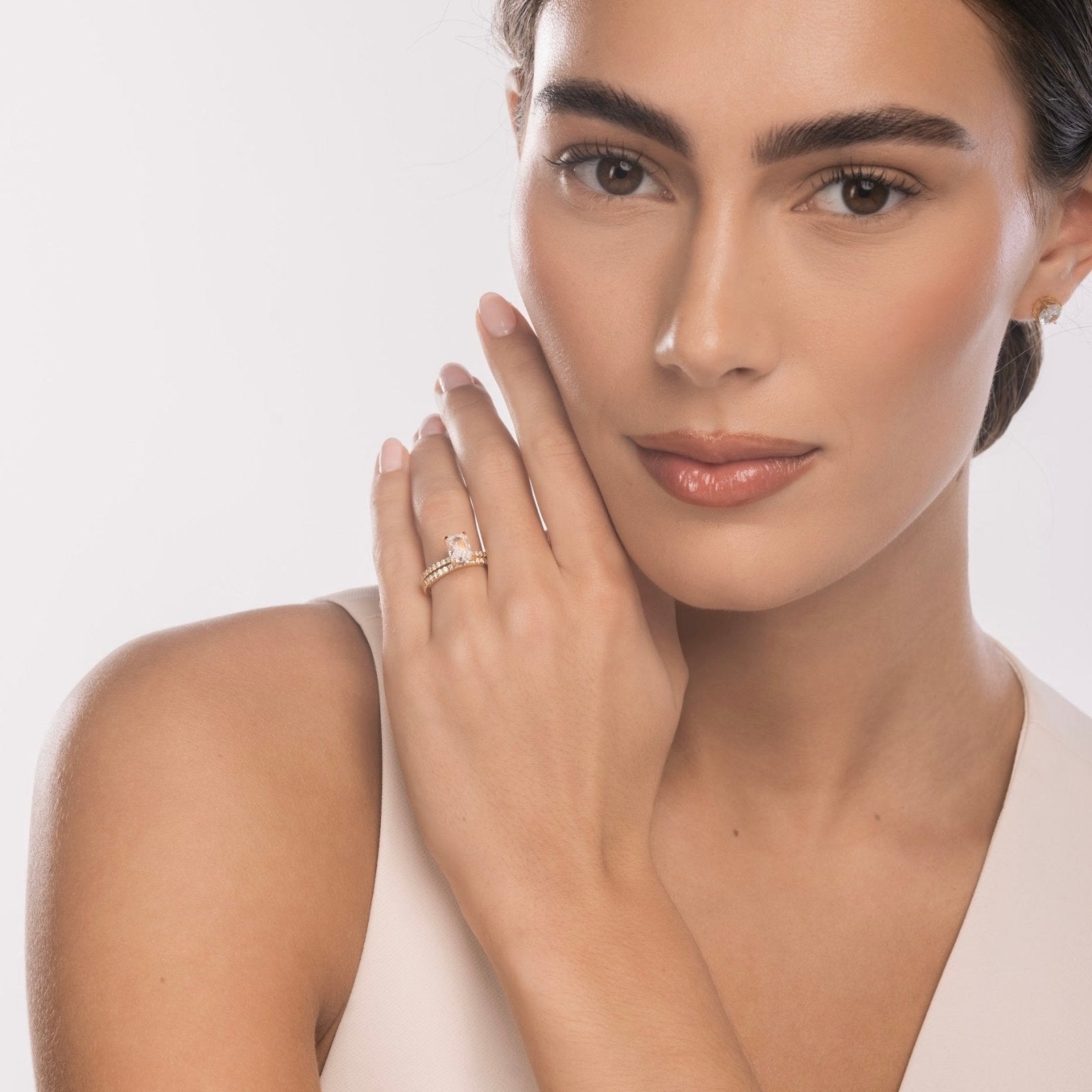 Gold Mini Jasmine Ring Wedding Set - Luxe Emporium x