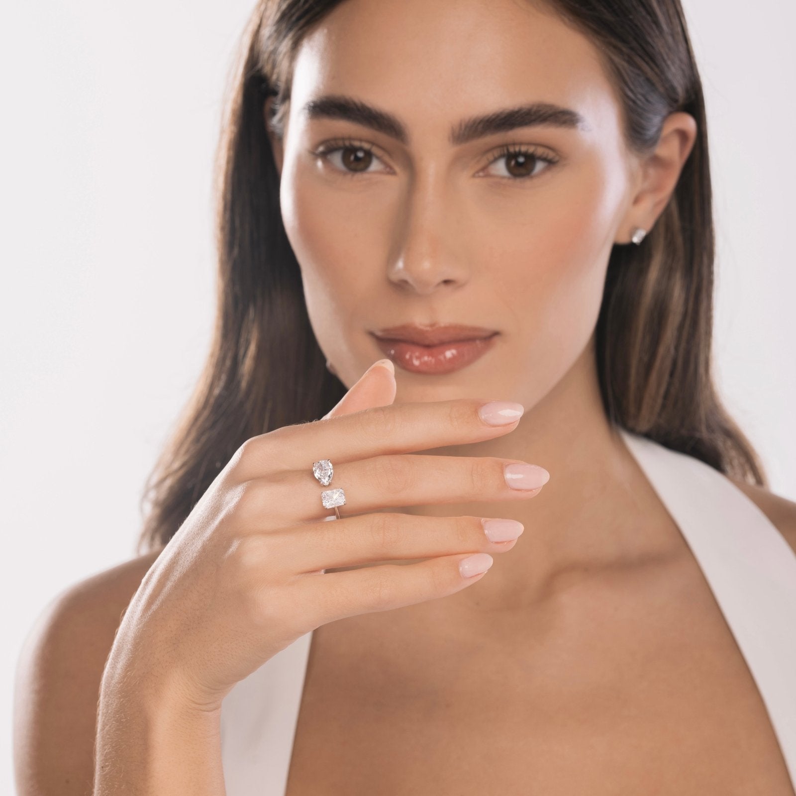 Sterling Silver Adjustable Double Stone Ring - Luxe Emporium x