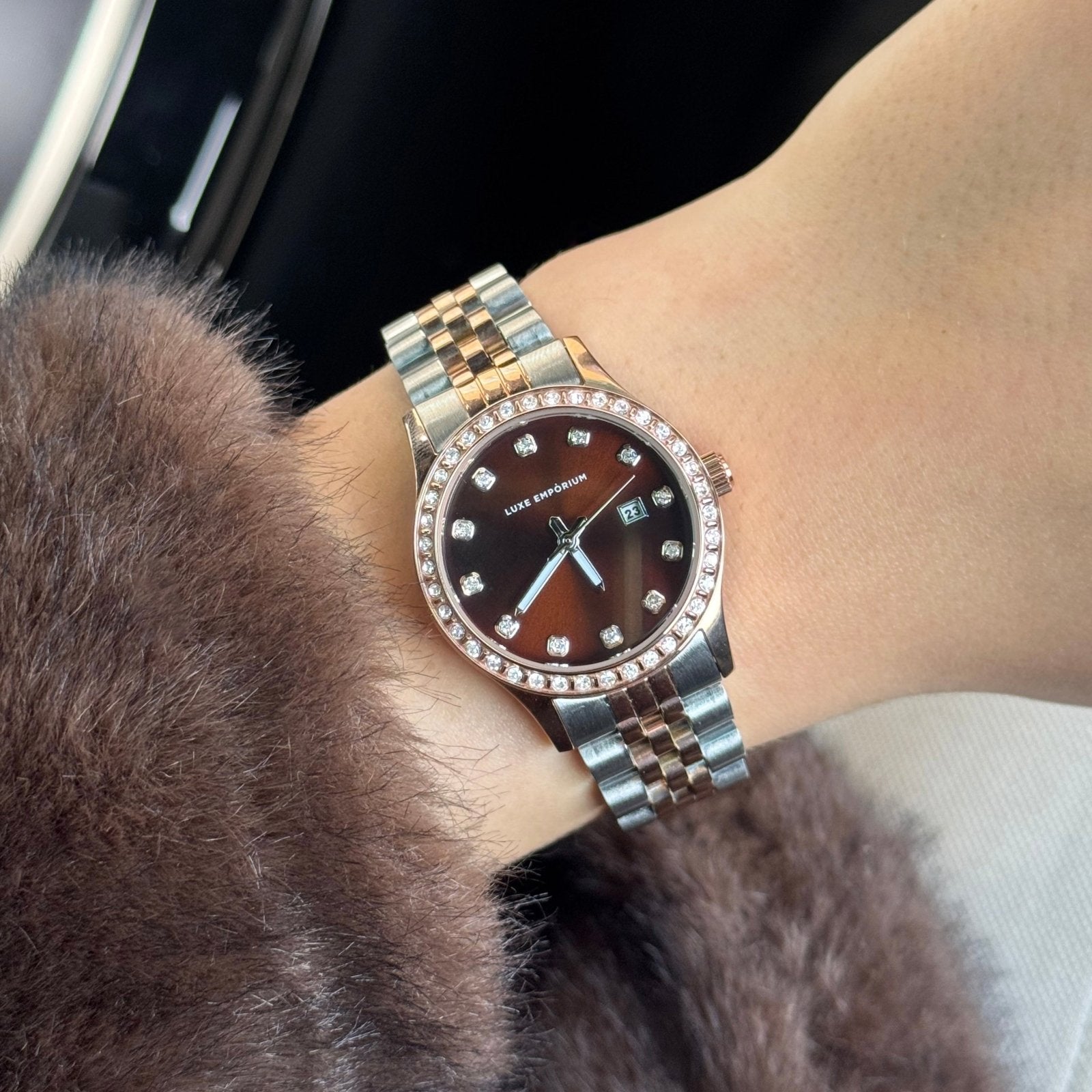 Two Tone Chocolate Cavallia 30 Watch - Luxe Emporium x