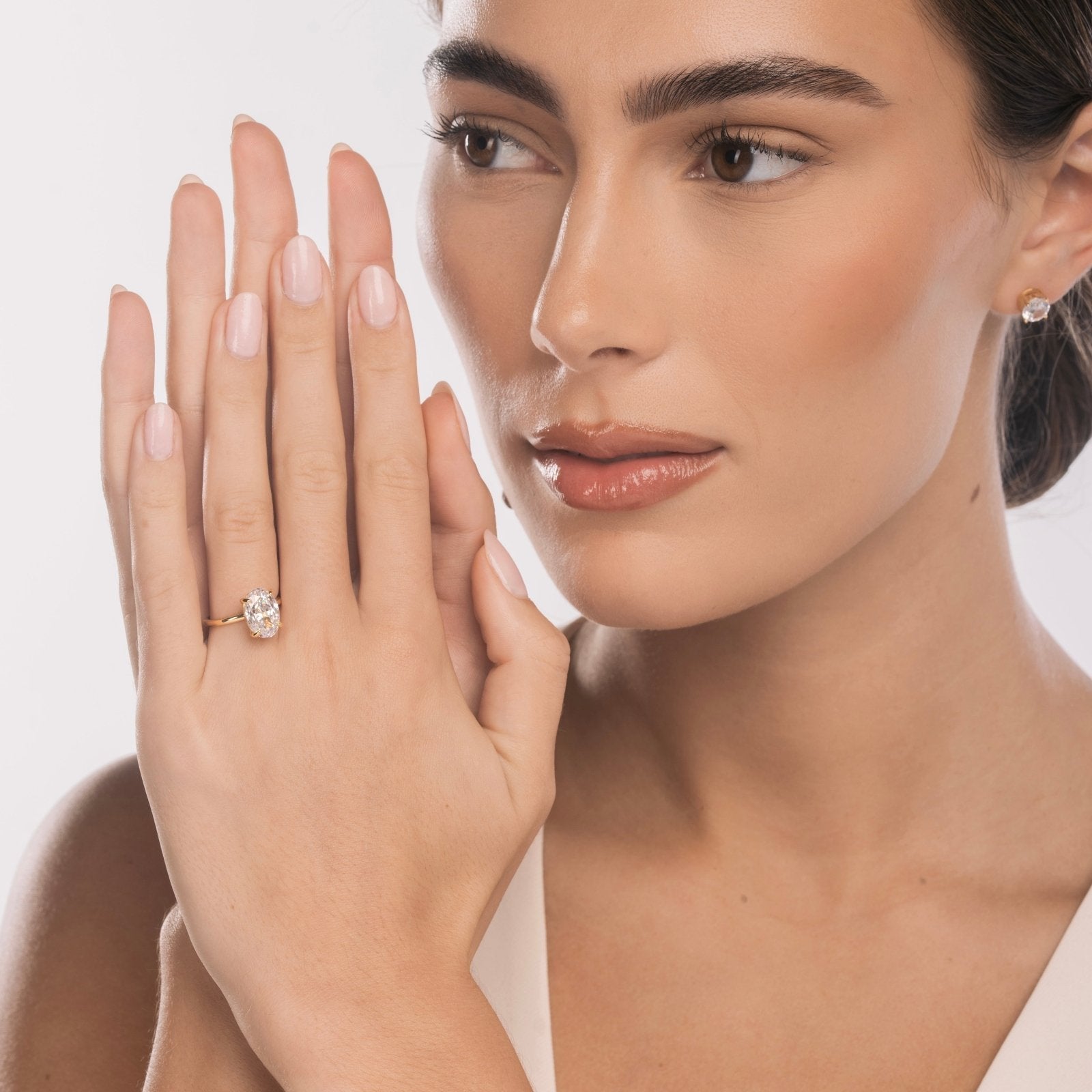 Gold Plain Band Solitaire Wedding Set - Luxe Emporium x