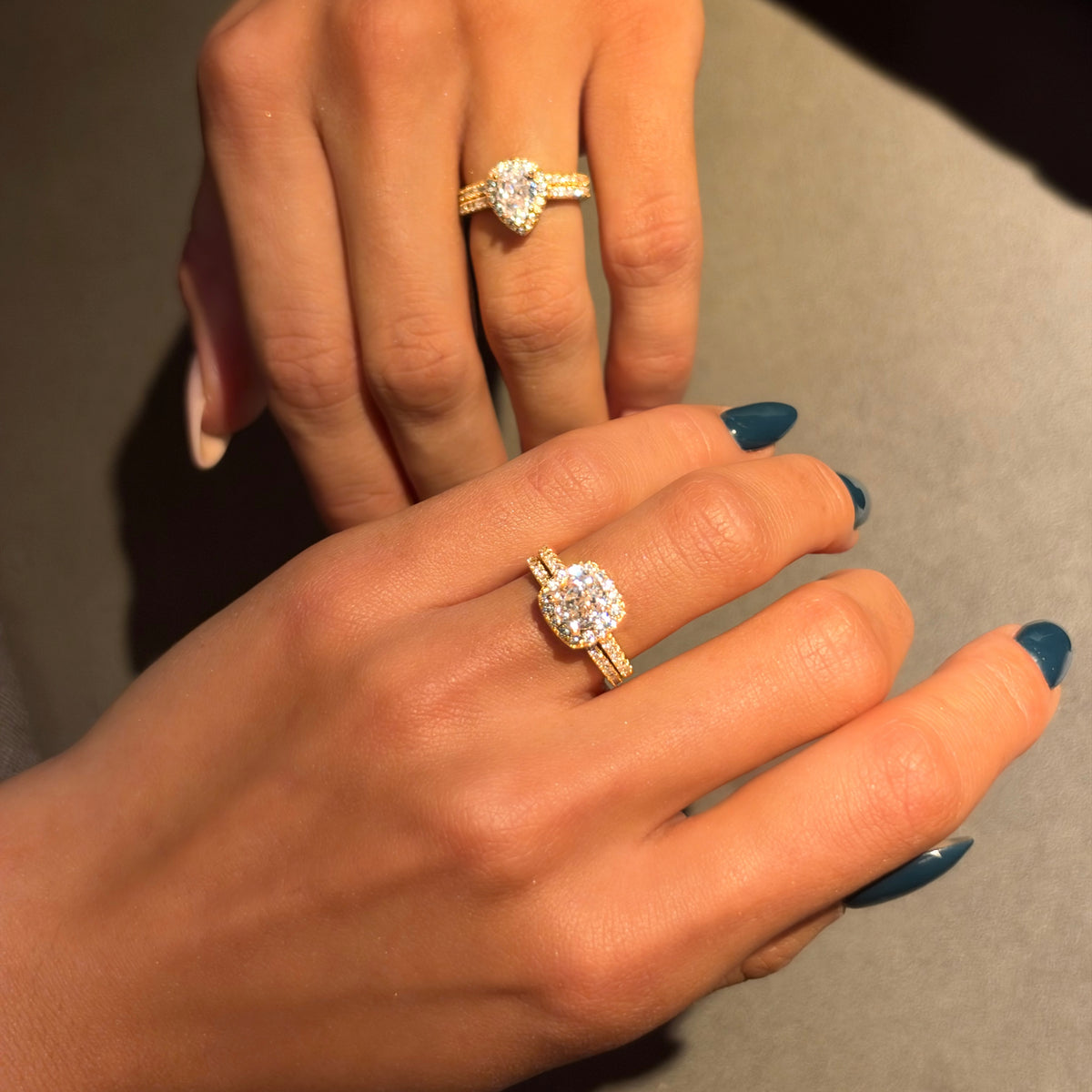 Gold Half Paved Selene Band Ring