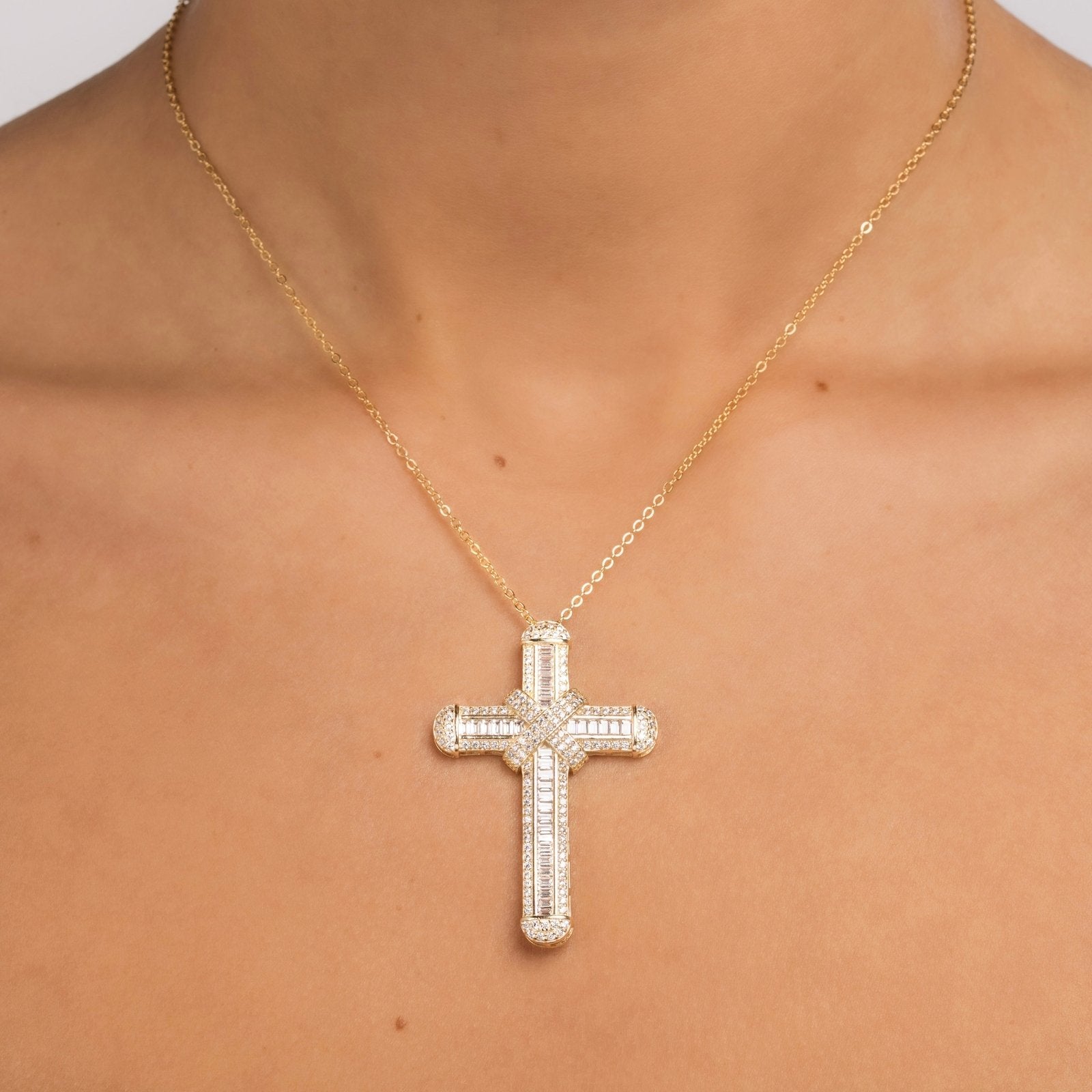 Gold Large Luxe Cross Necklace - Luxe Emporium x