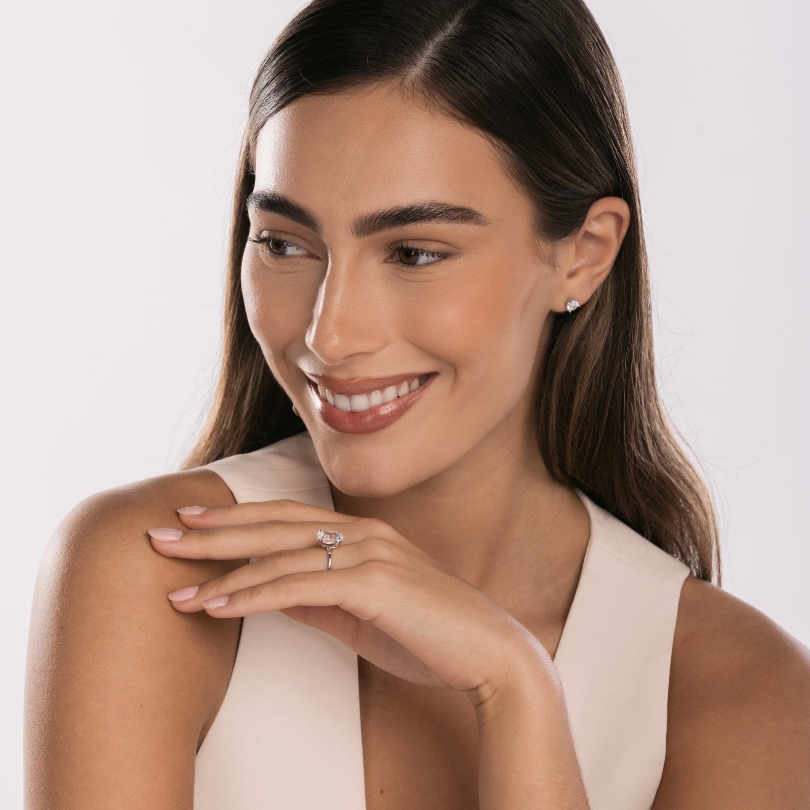 Sterling Silver Plain Band Solitaire Ring - Luxe Emporium x