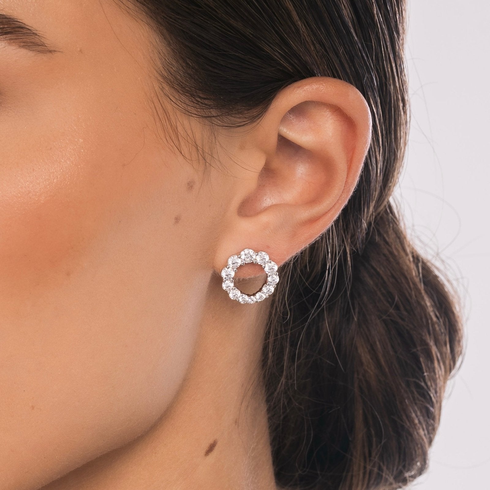 Sterling Silver Open Halo Earrings - Luxe Emporium x