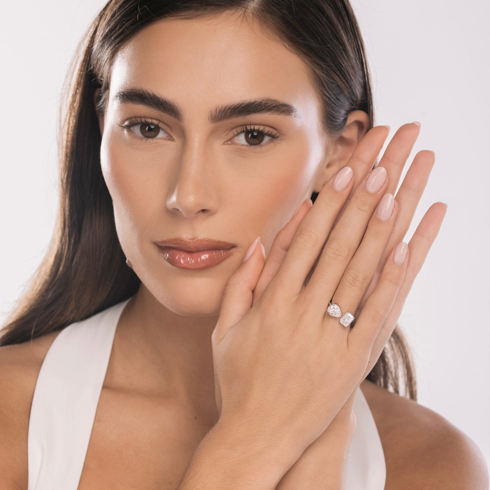 Sterling Silver Adjustable Double Stone Ring - Luxe Emporium x