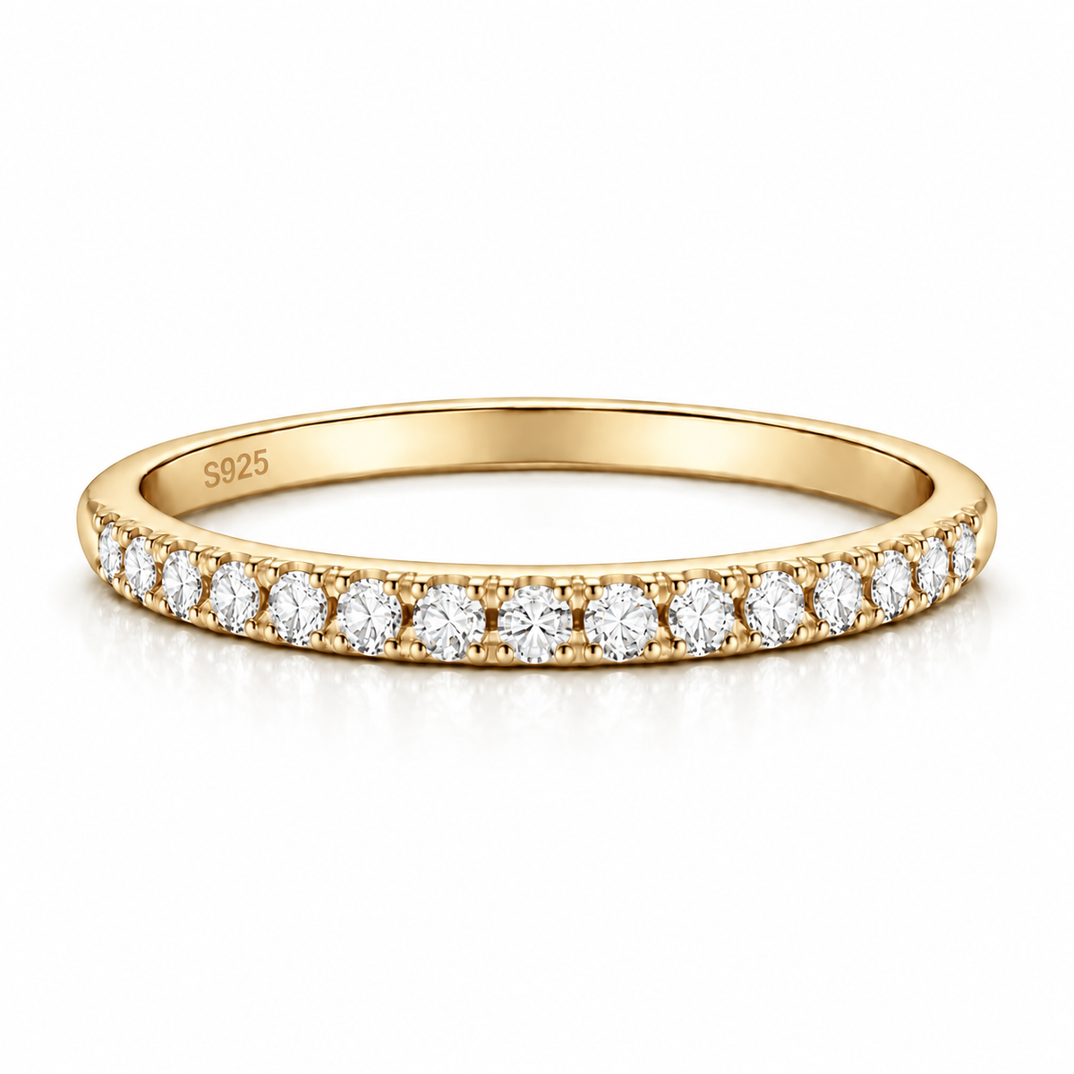 Gold Half Paved Selene Band Ring