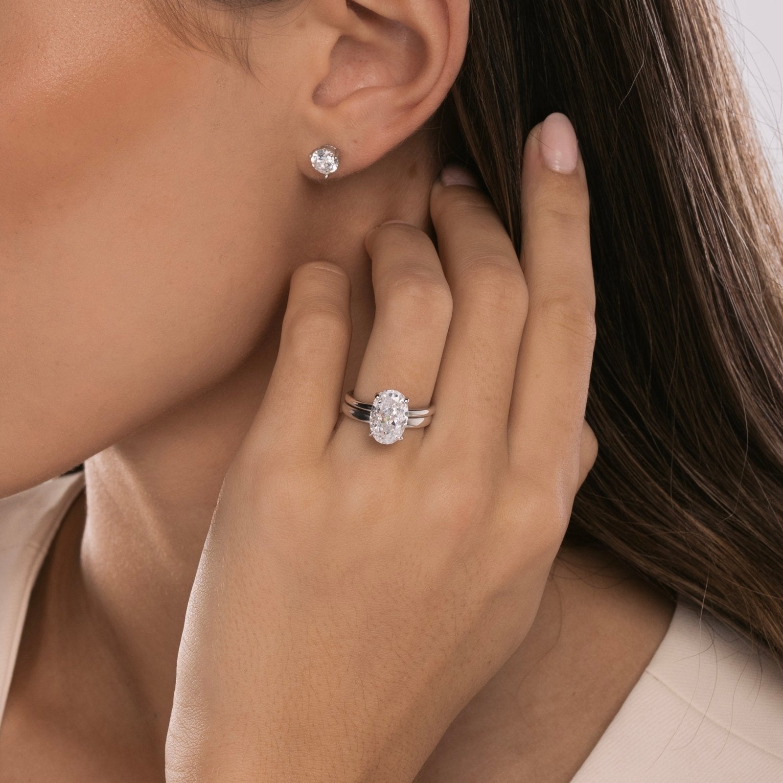 Sterling Silver Plain Band Solitaire Ring - Luxe Emporium x