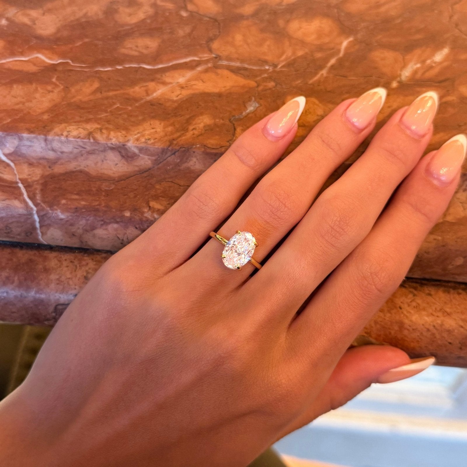 Gold Plain Band Solitaire Ring - Luxe Emporium x