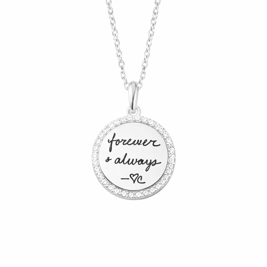 Sterling Silver Handwriting Halo Necklace