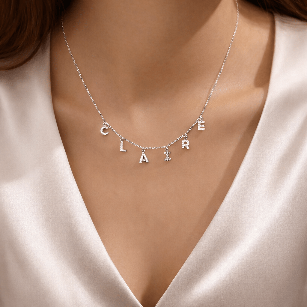 Sterling Silver Personalised Iced Name Necklace - Luxe Emporium x