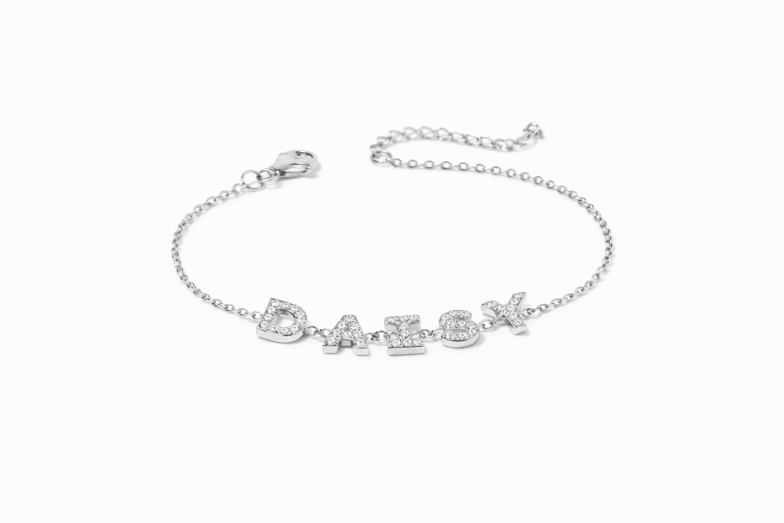 Sterling Silver Personalised Iced Name Bracelet - Luxe Emporium x
