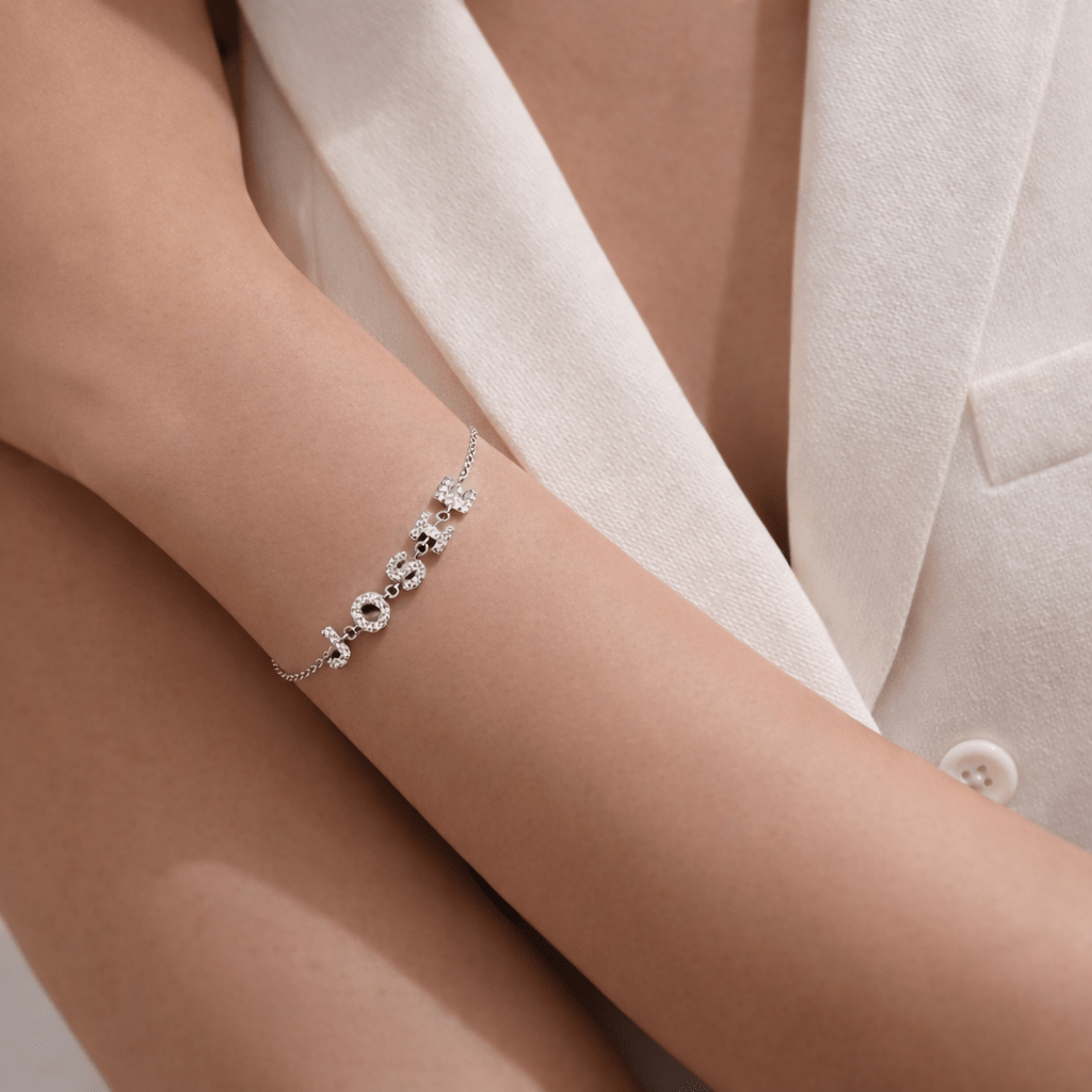 Sterling Silver Personalised Iced Name Bracelet - Luxe Emporium x