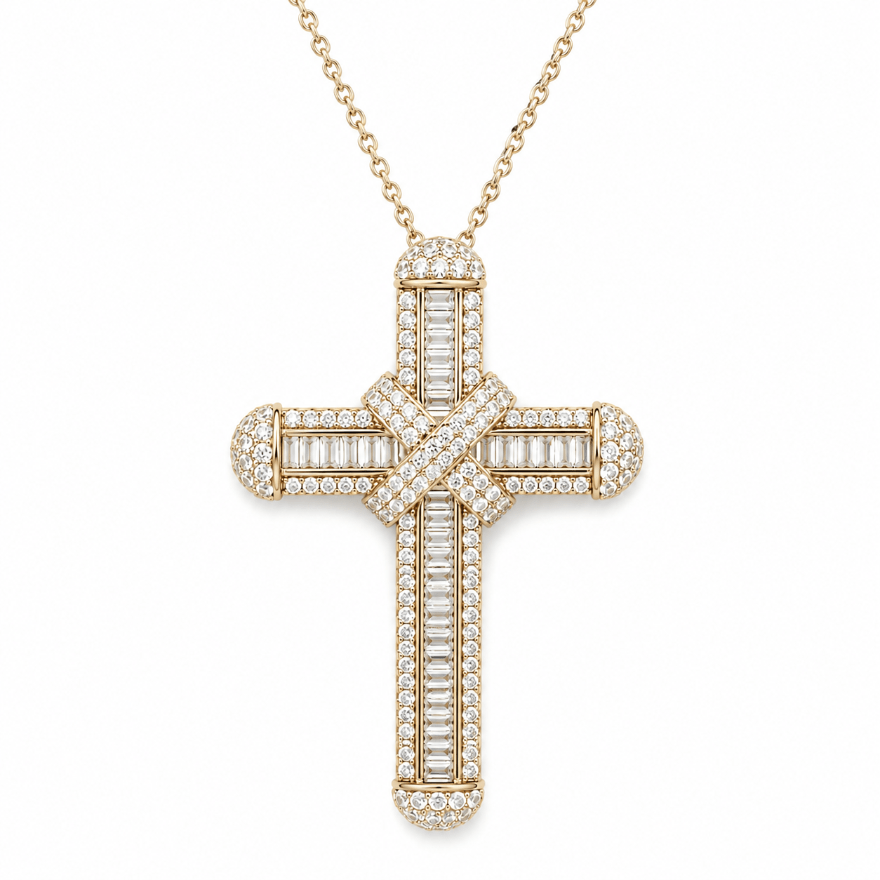 Gold Large Luxe Cross Necklace - Luxe Emporium x