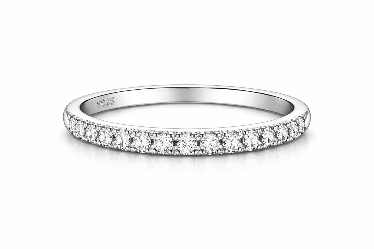 Sterling Silver Half Paved Selene Band Ring - Luxe Emporium x