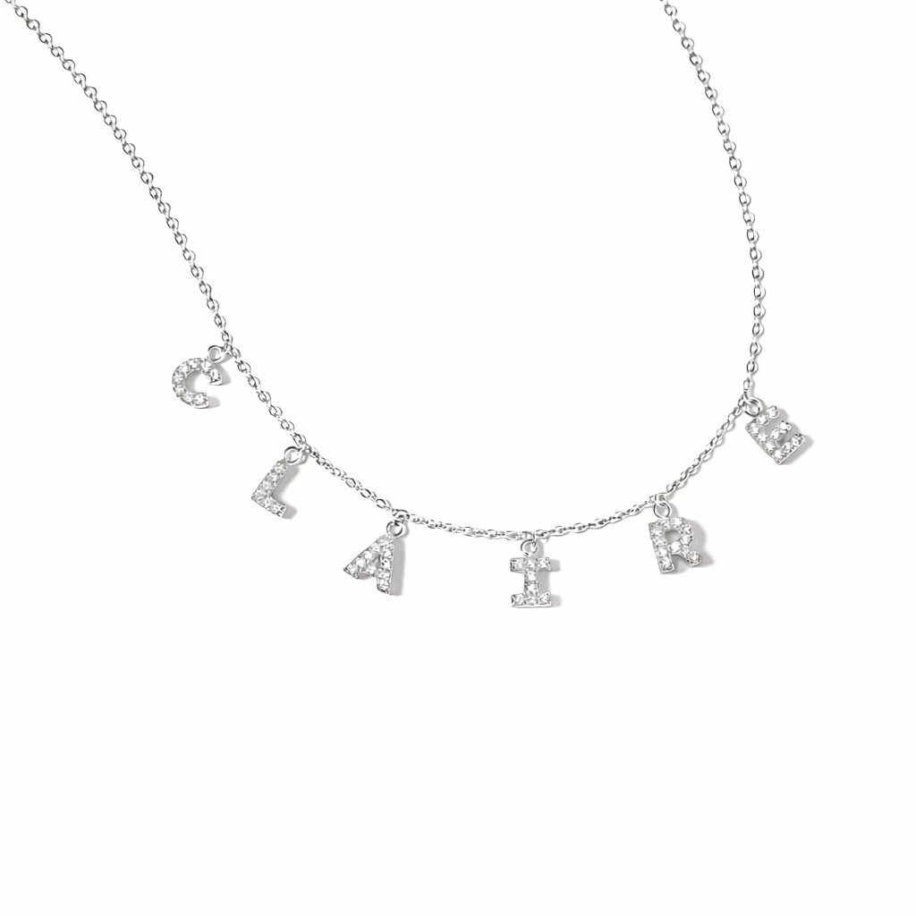 Sterling Silver Personalised Iced Name Necklace - Luxe Emporium x