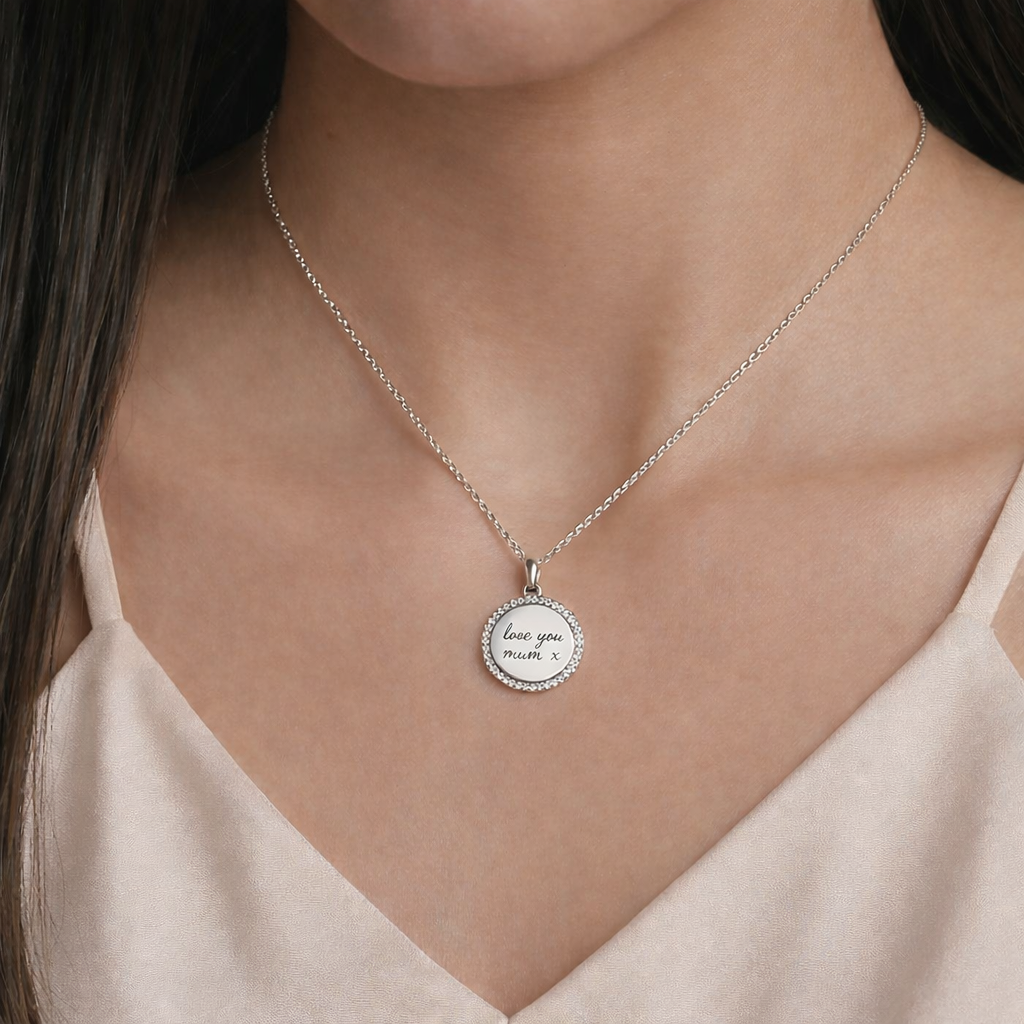 Sterling Silver Handwriting Halo Necklace