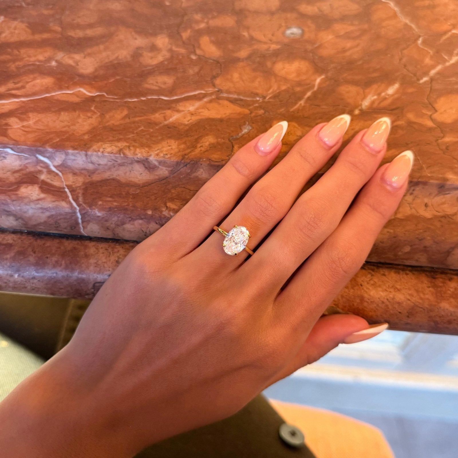 Gold Plain Band Solitaire Wedding Set - Luxe Emporium x