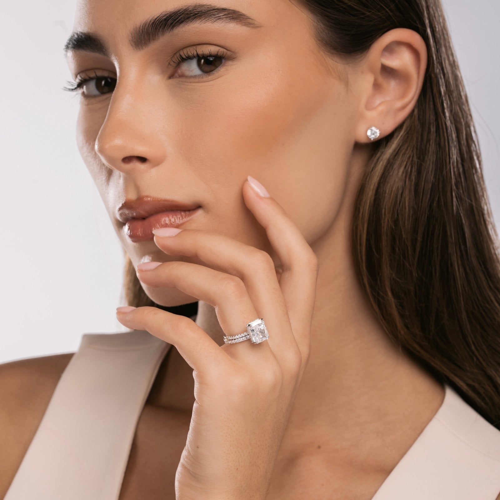 Sterling Silver Jasmine Wedding Ring Set - Luxe Emporium x