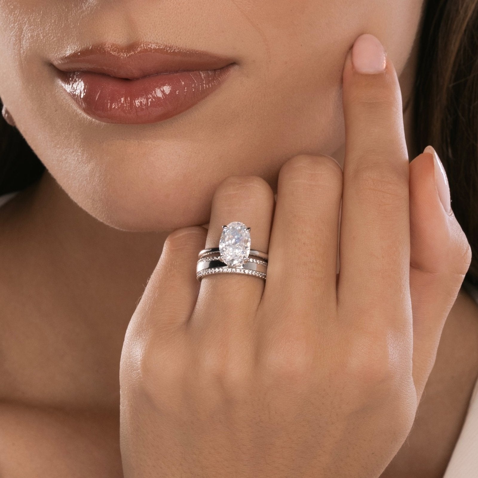 Sterling Silver Plain Band Solitaire Ring - Luxe Emporium x