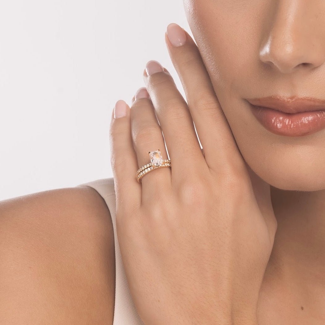 Gold Mini Jasmine Ring Wedding Set - Luxe Emporium x