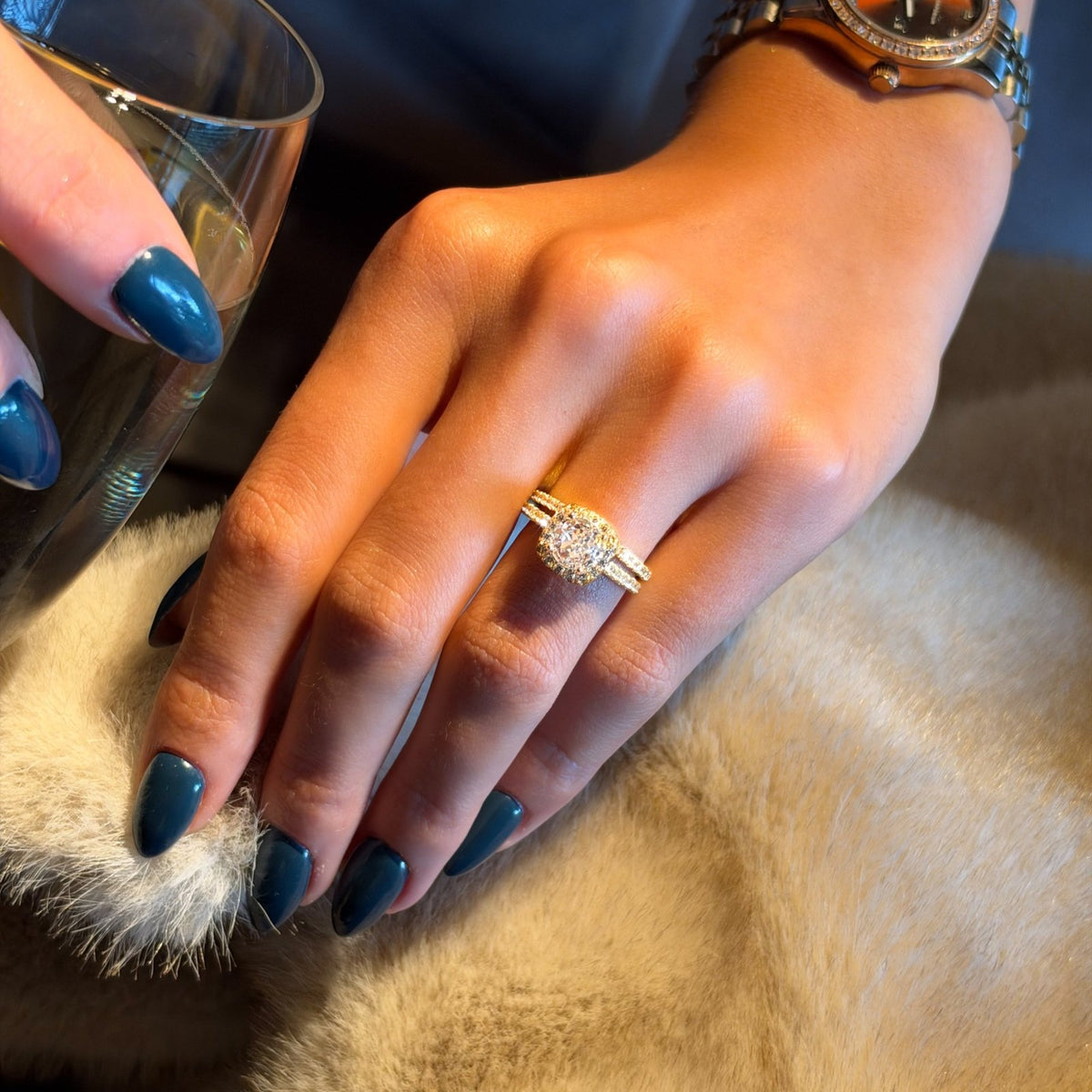 Gold Luxe Halo Wedding Set - Luxe Emporium x
