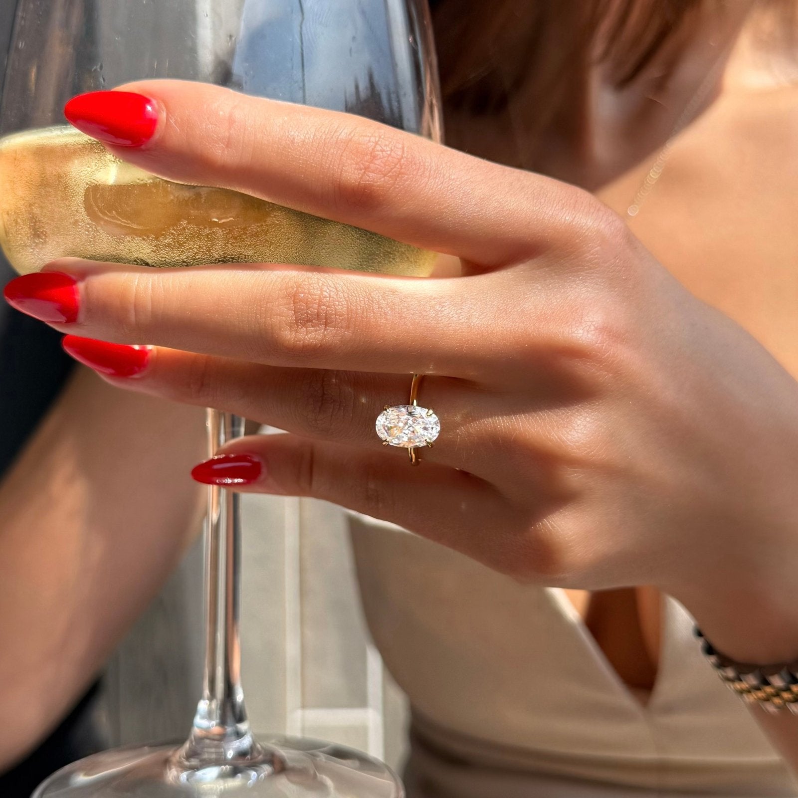 Gold Plain Band Solitaire Ring - Luxe Emporium x