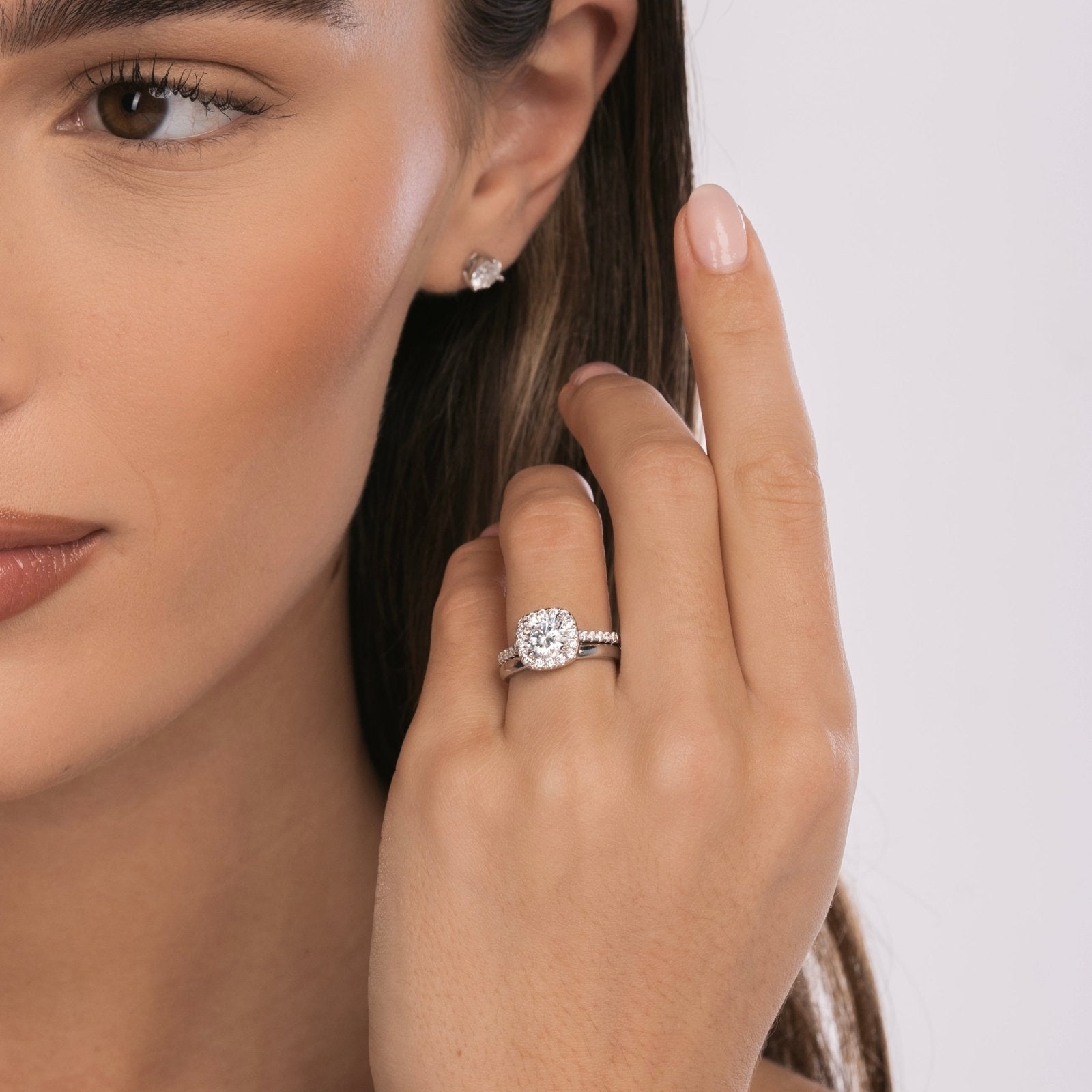 Sterling Silver Iced Square Halo Ring - Luxe Emporium x