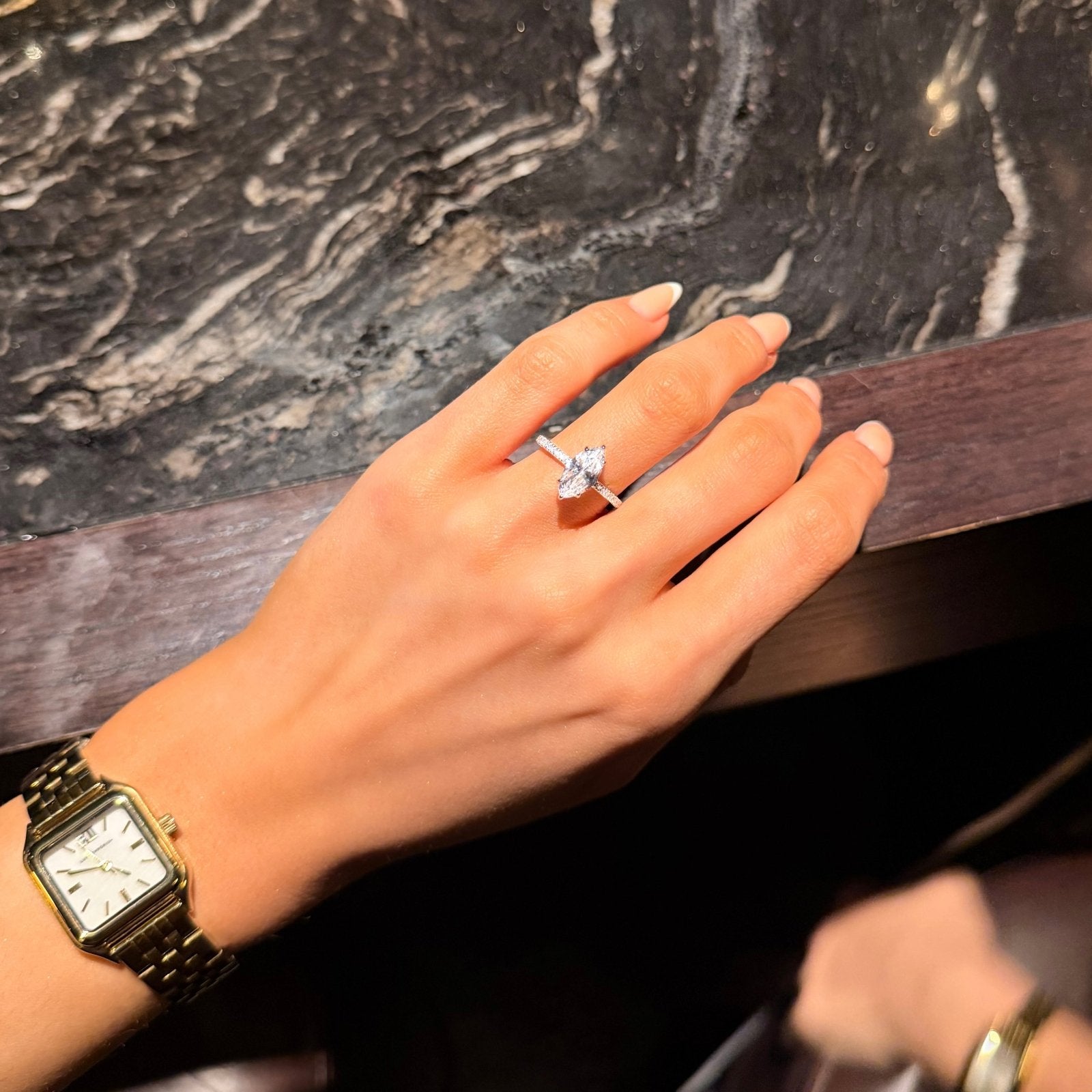 Sterling Silver Marquise Ring - Luxe Emporium x