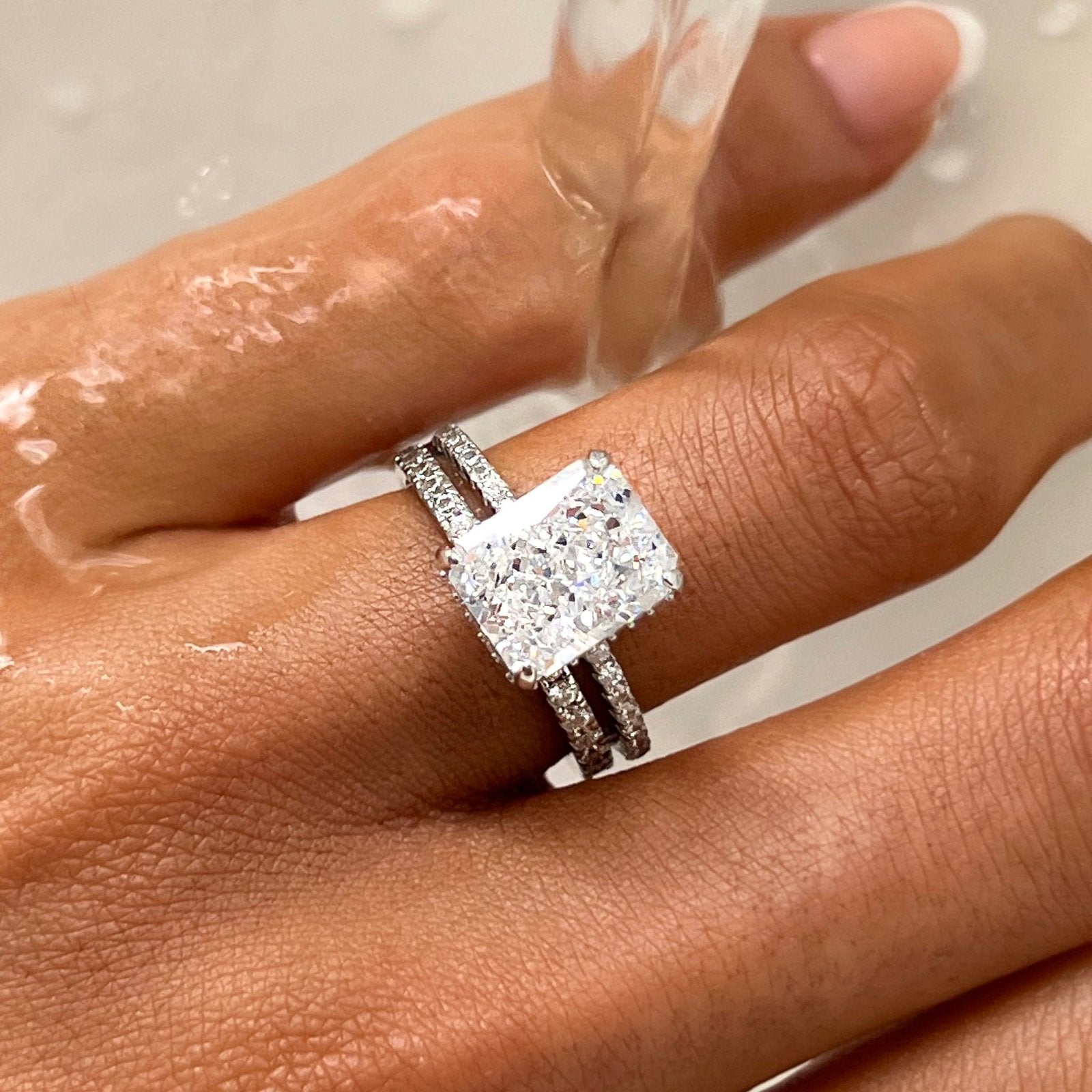 Sterling Silver Jasmine Wedding Ring Set - Luxe Emporium x