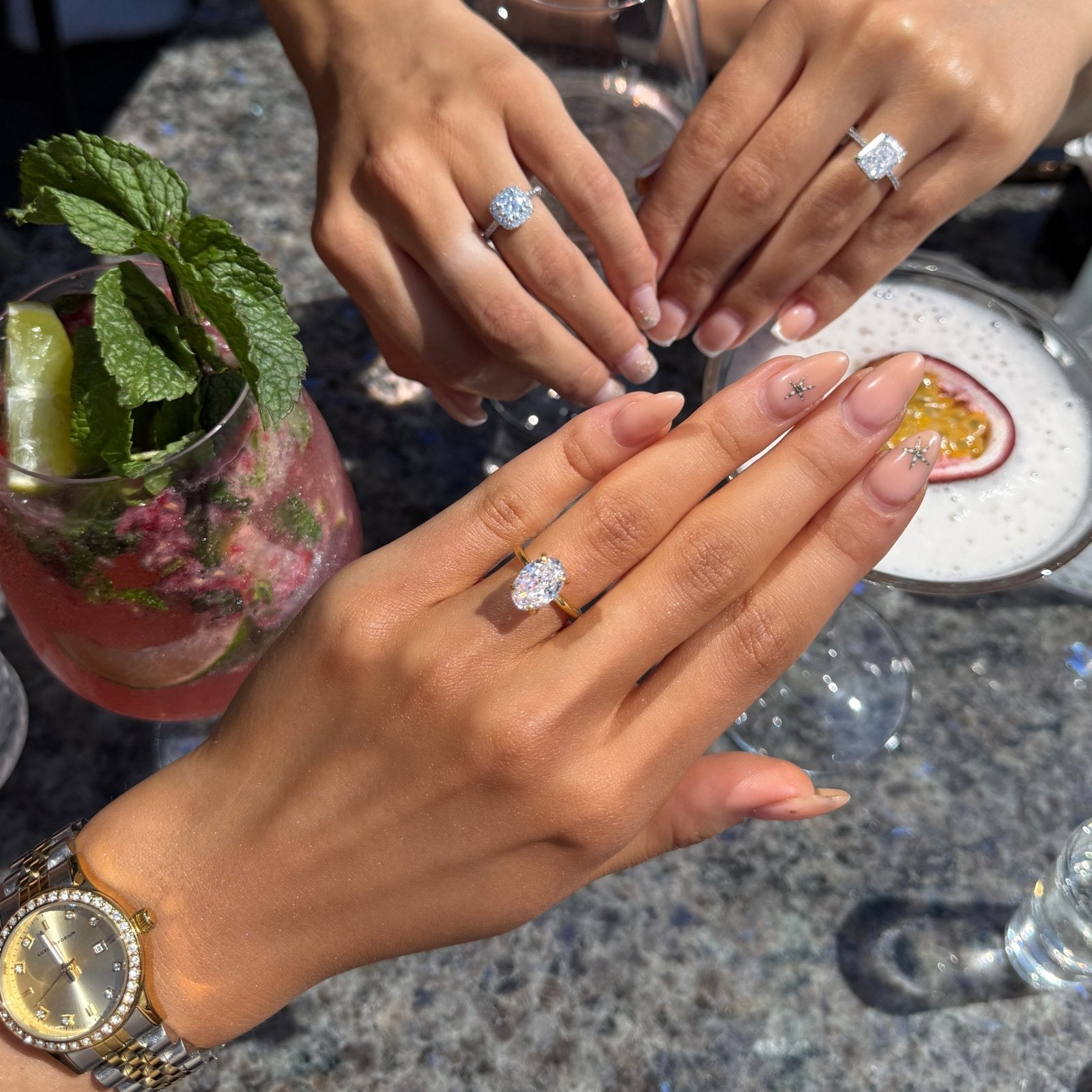 Gold Plain Band Solitaire Ring - Luxe Emporium x