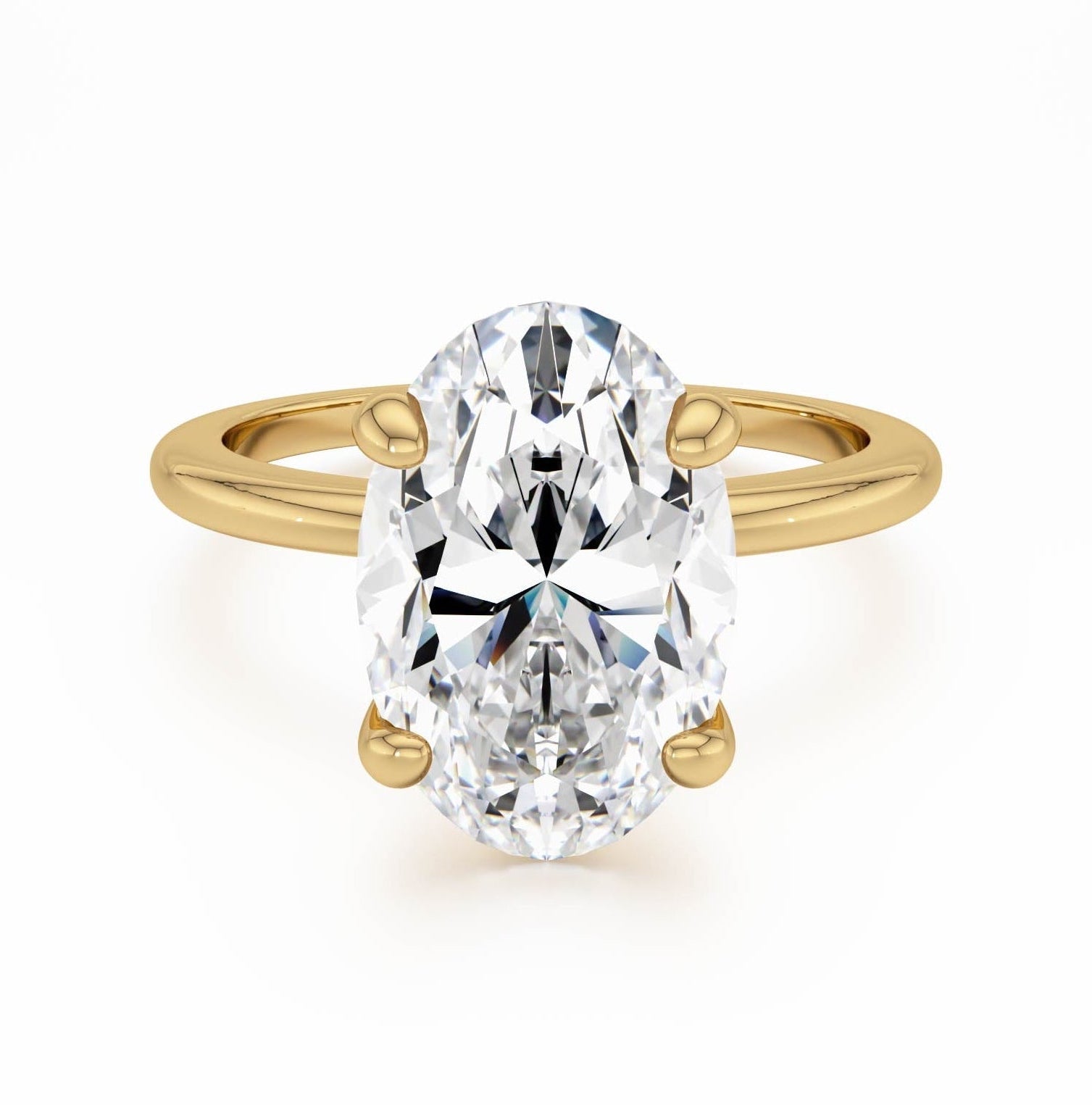 Gold Plain Band Solitaire Ring