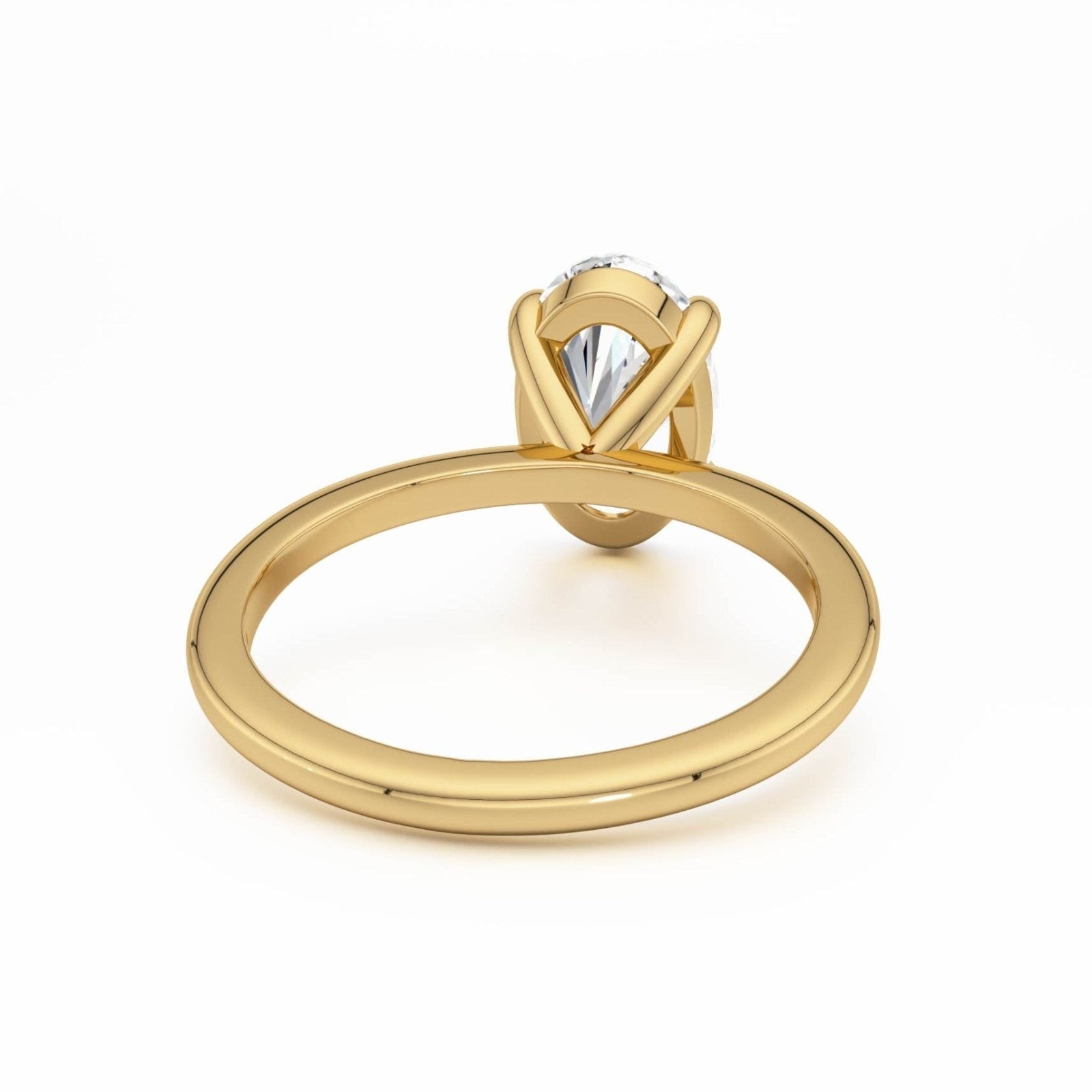 Gold Plain Band Solitaire Ring - Luxe Emporium x
