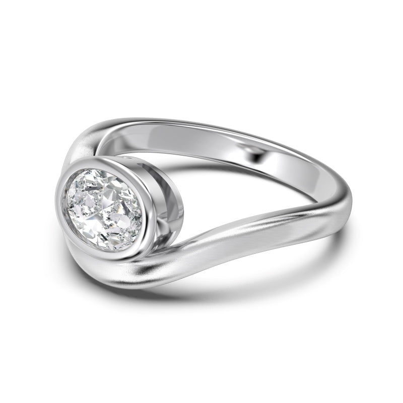 Sterling Silver Wave Bezel Ring - Luxe Emporium x