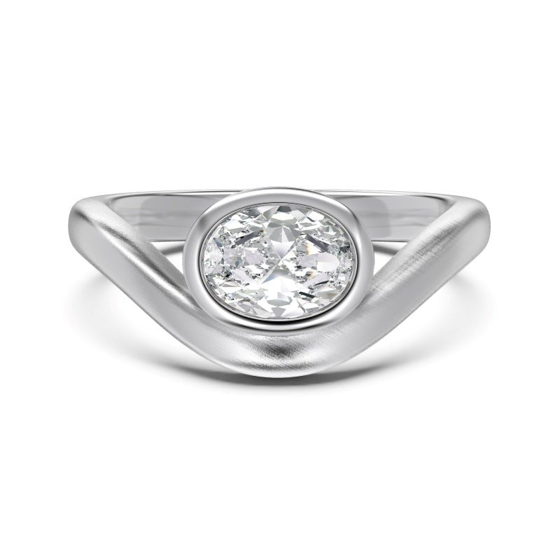 Sterling Silver Wave Bezel Ring - Luxe Emporium x